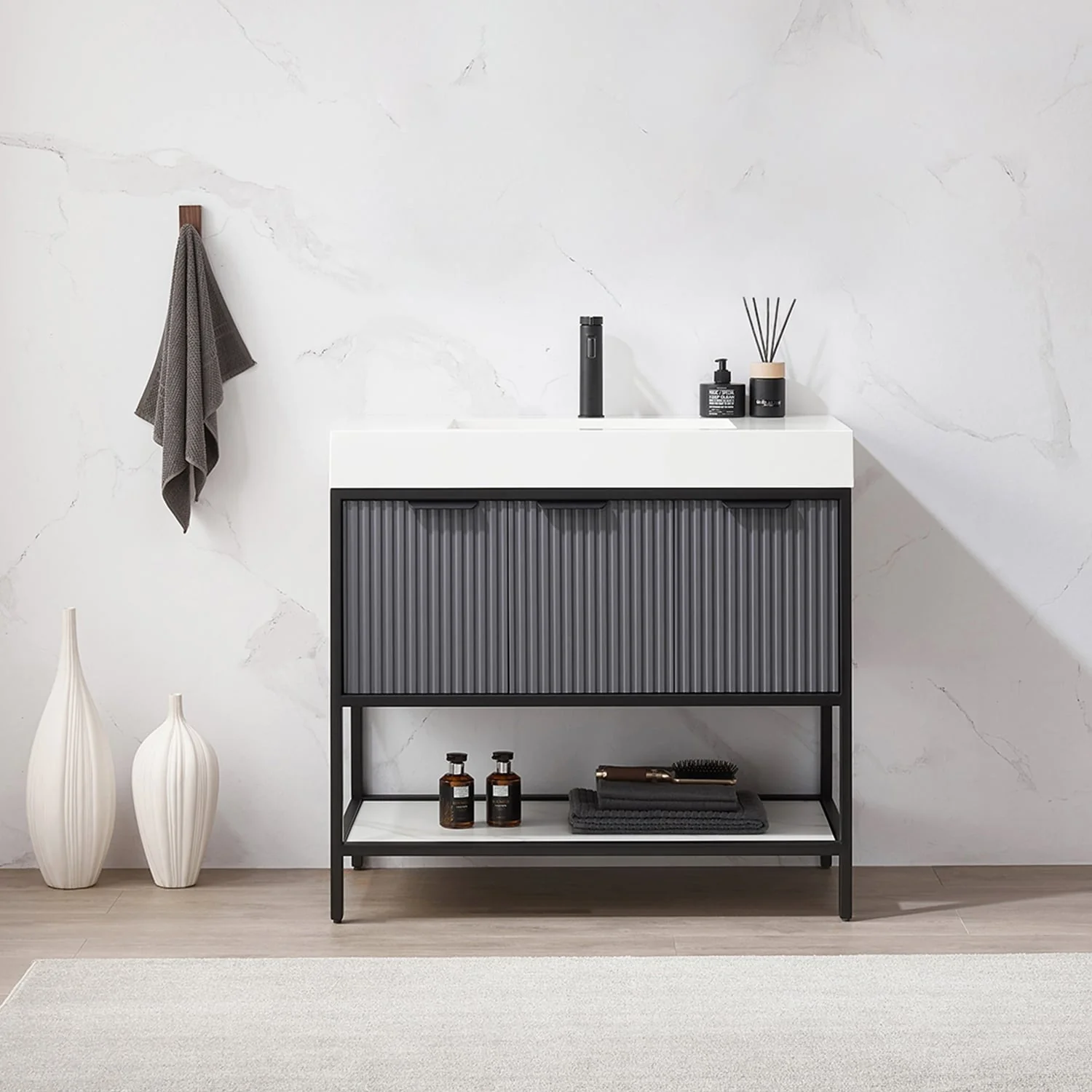 Marcilla 36 in. Single Sink Bath Vanity with Stone Sink Top