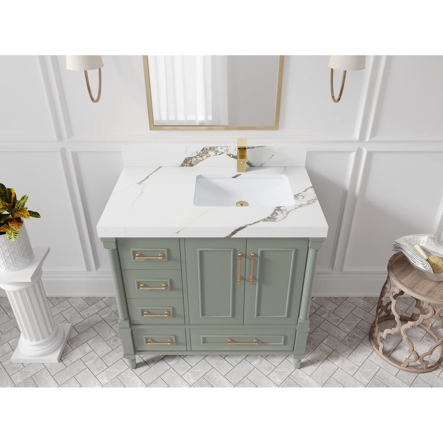 Willow Collections 36 in. W x 22 in. D Aberdeen Right Offset Sink Bathroom Vanity with Countertop