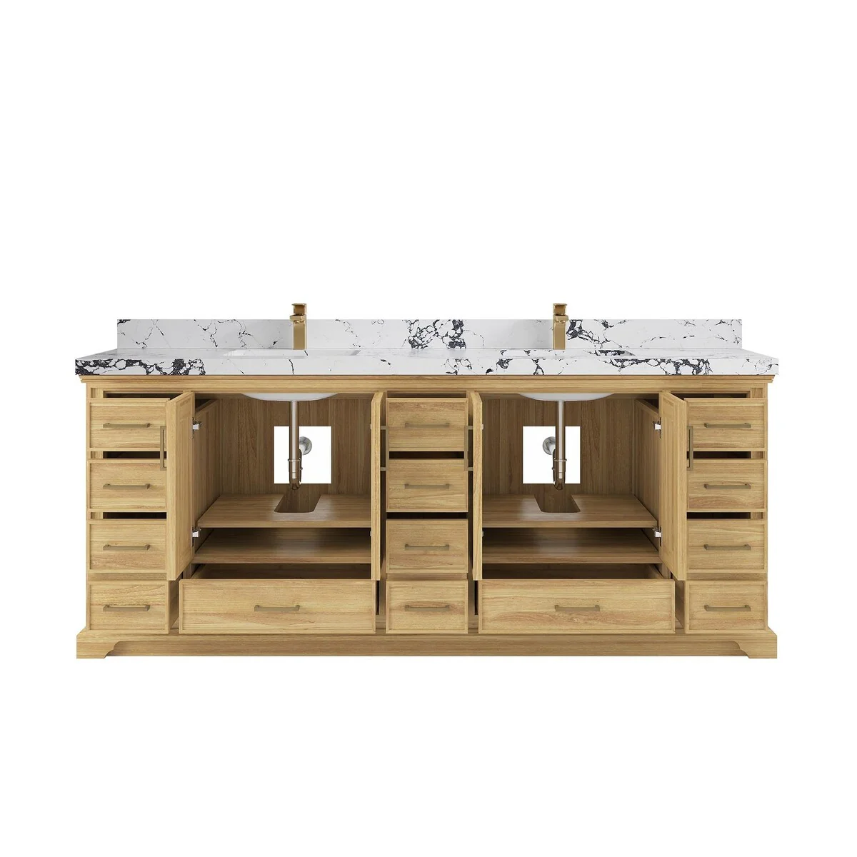 Willow Collections 84 in. W x 22 in. D Charlotte Teak Double Sink Bathroom Solid Teak Vanity with Countertop