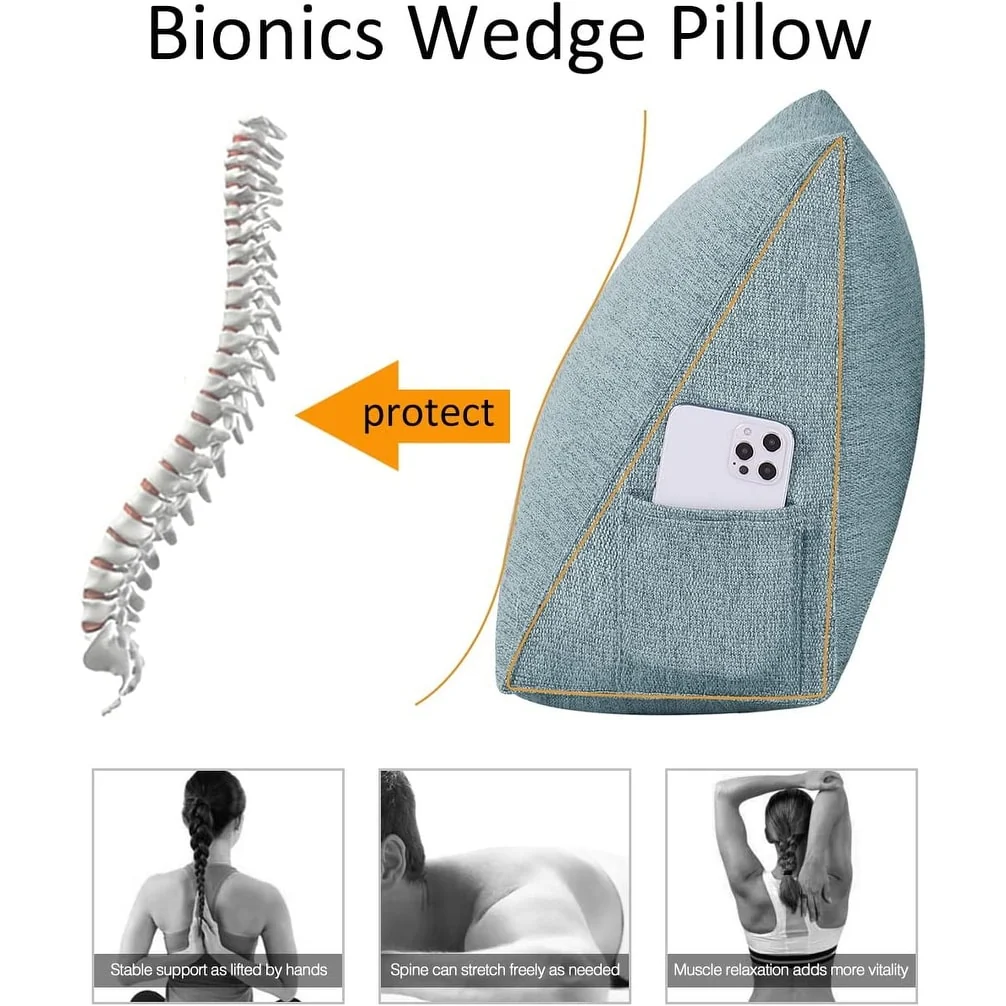 WOWMAX Bed Rest Wedge Reading Pillow Sofa Daybed Triangle Cushion 24