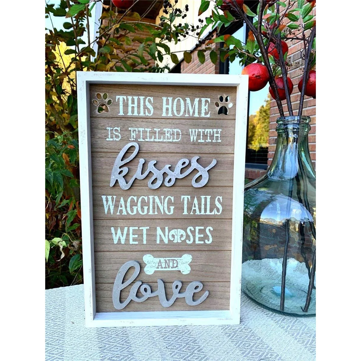 Farmhouse Dog Sign Wall Decor with Loving Quotes