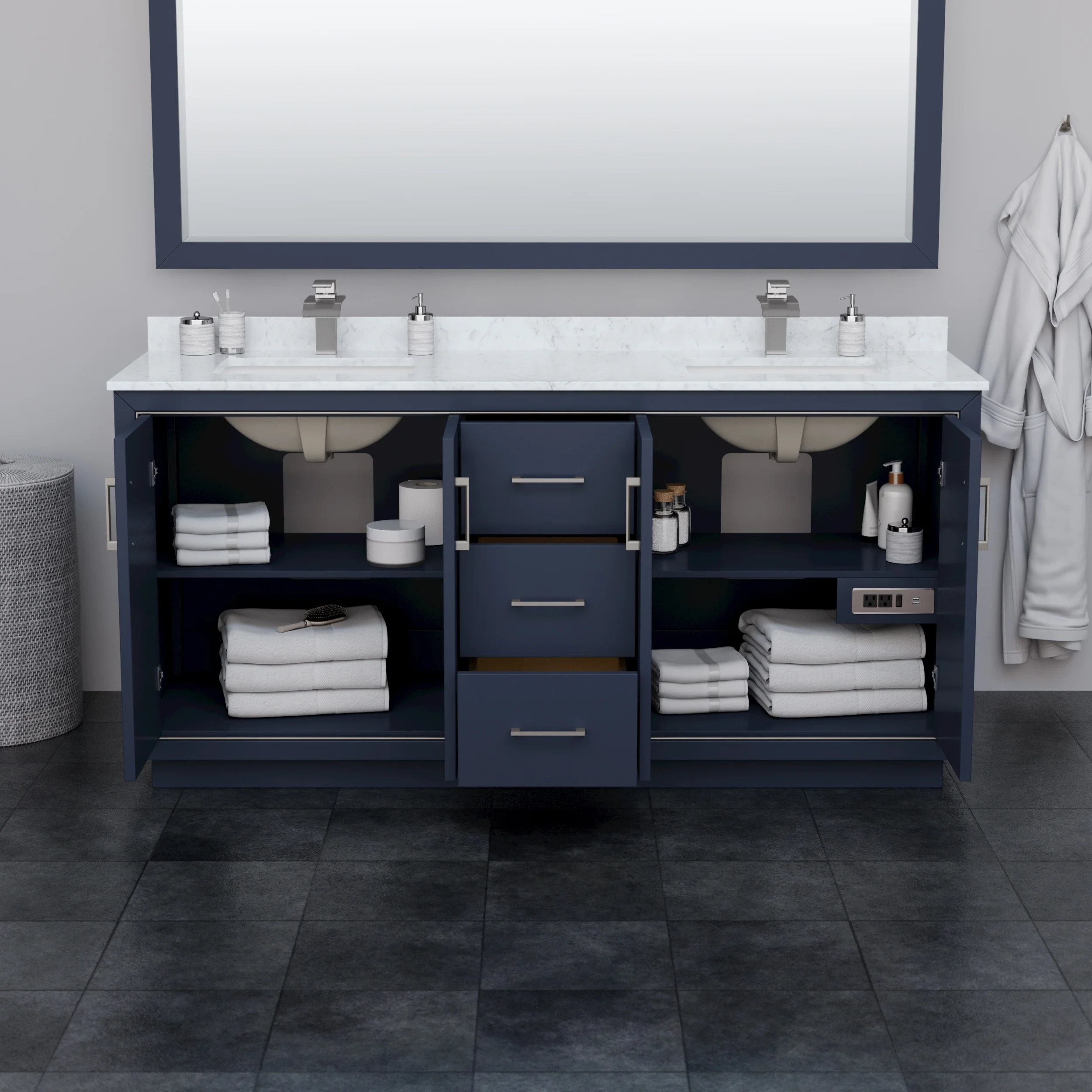 Icon Double Bathroom Vanity Cabinet, No Mirror
