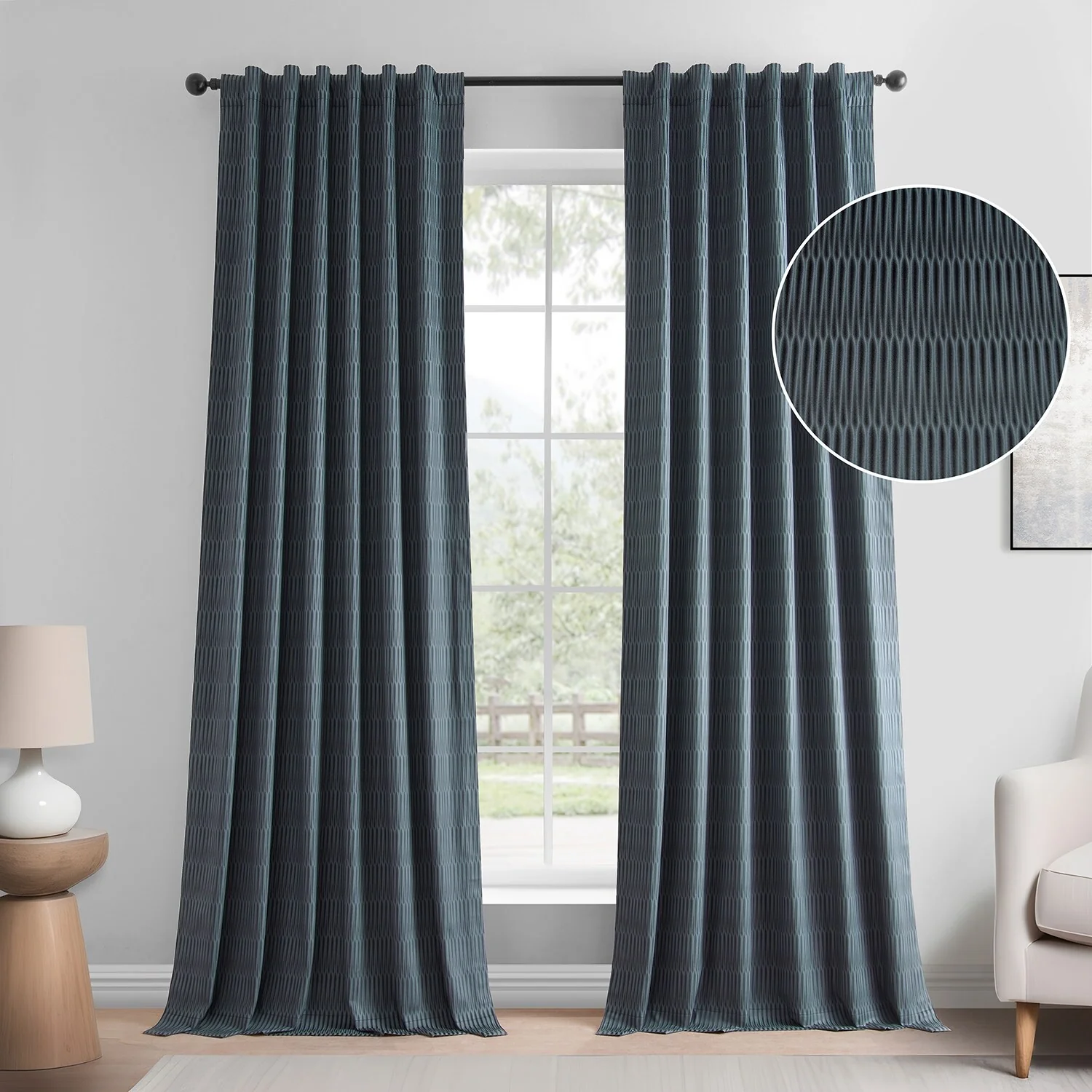 Exclusive Fabrics Lounge Embossed Velvet Curtains - Room Darkening Rod Pocket Curtain for Bedroom & Living Room (1 Panel)