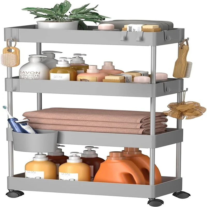 Slim Storage Cart with Wheels 4 Tier Bathroom Storage Organizer Rolling Utility Cart - 15.7