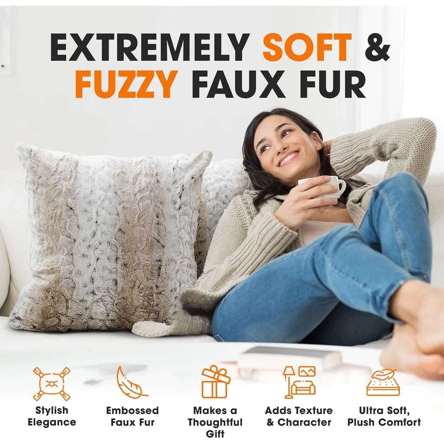 Cheer Collection Embossed Faux Fur Throw Pillows