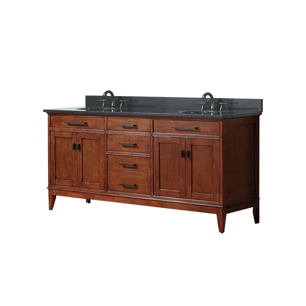 Avanity Madison 72-inch Double Vanity in Tobacco Finish with Dual Sinks and Top