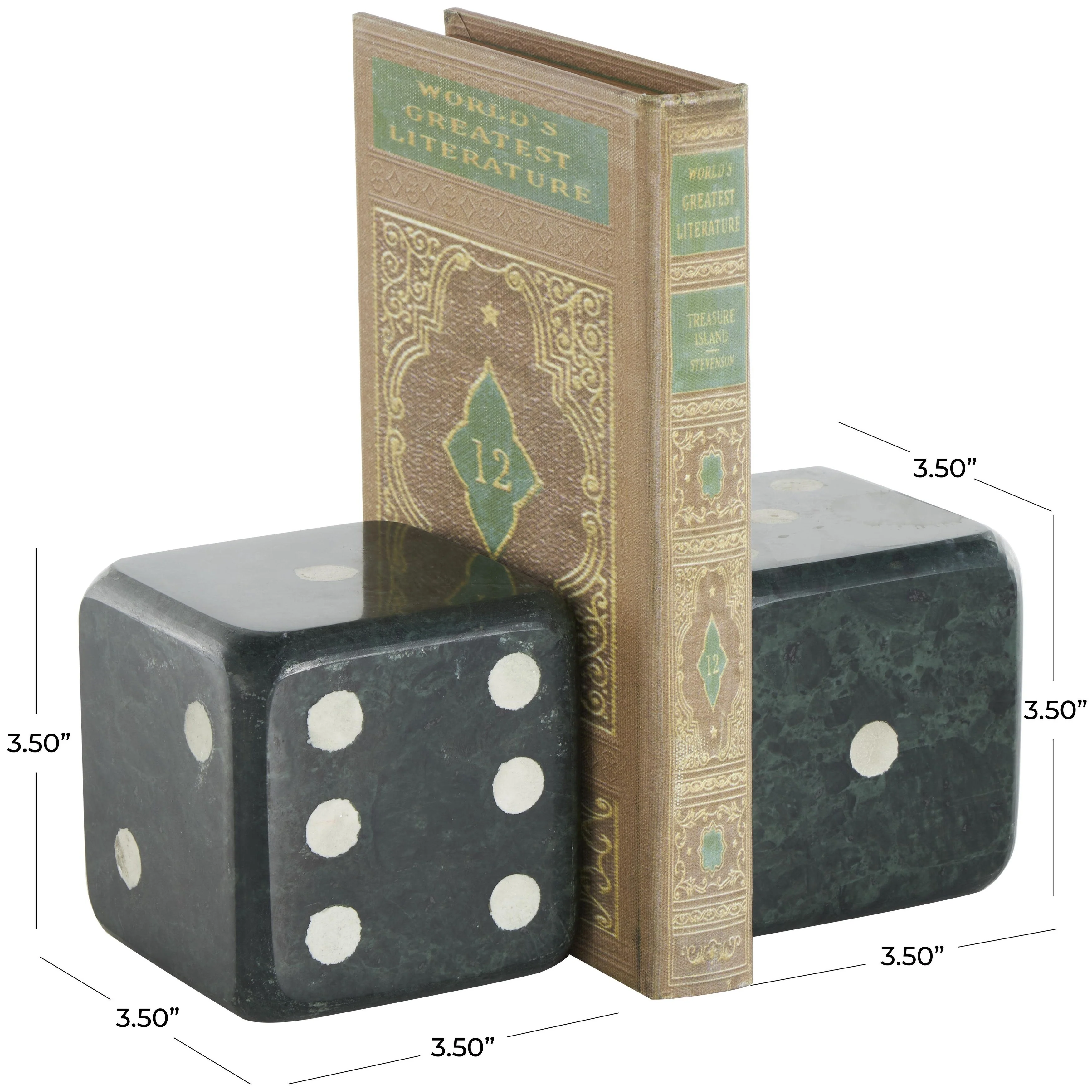 Marble Dice Decorative Bookends - Set of 2 Black, White or Green - Roche River Decor