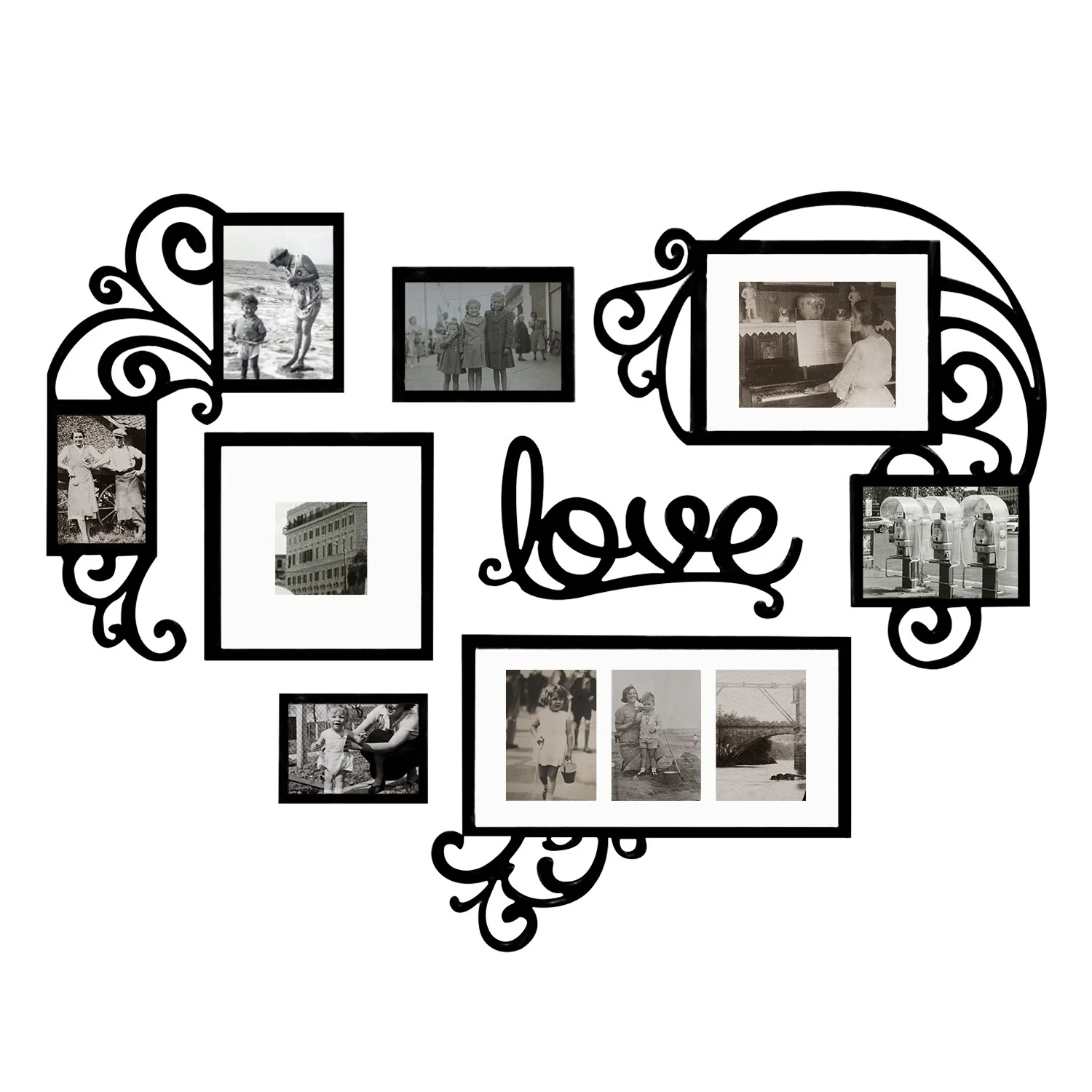 Mid-Century Retro Love Shape Wall Hanging Picture Frame Family Photo Frame Holiday Gifts