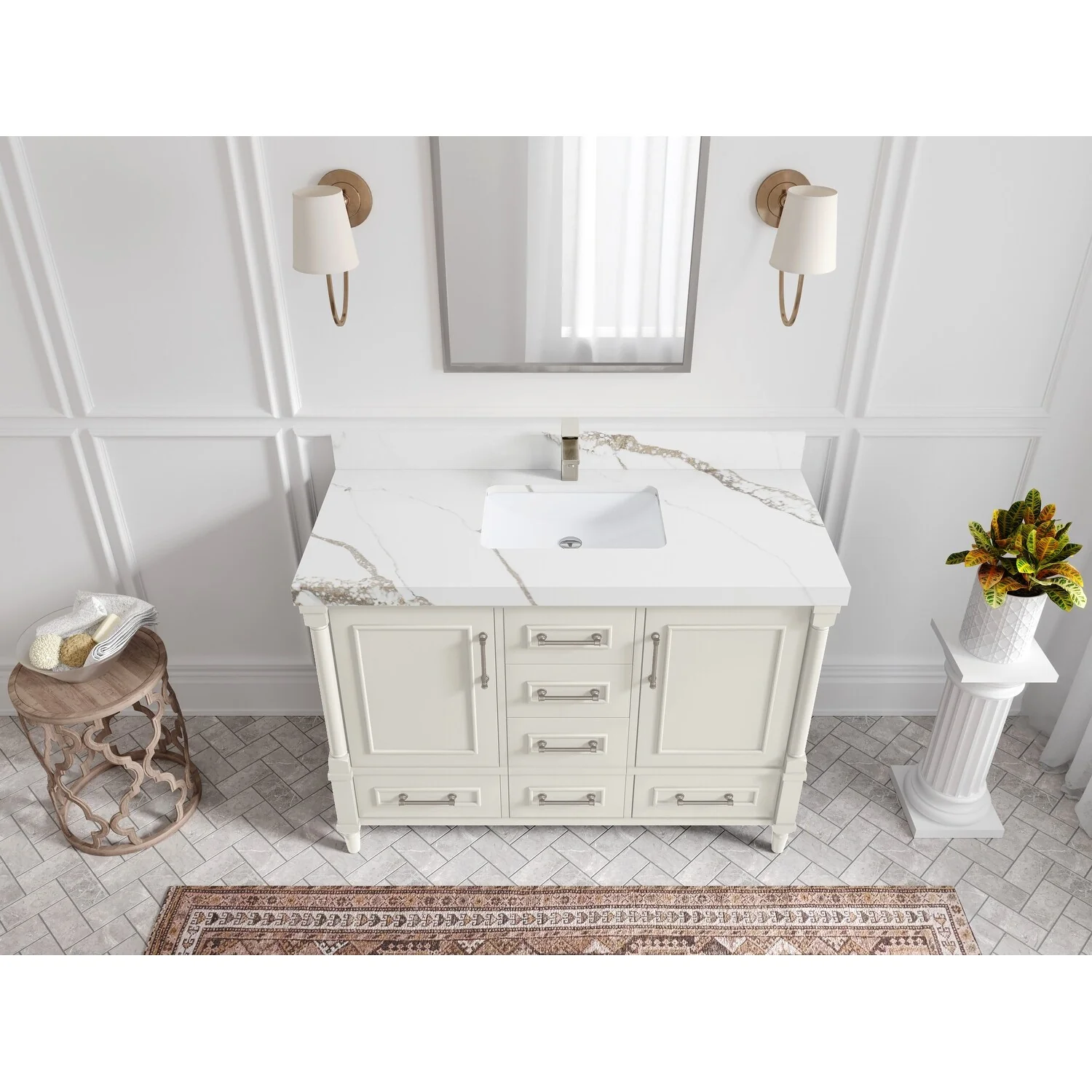 Willow Collections 48 in. W x 22 in. D Aberdeen Single Bowl Sink Bathroom Vanity with Countertop