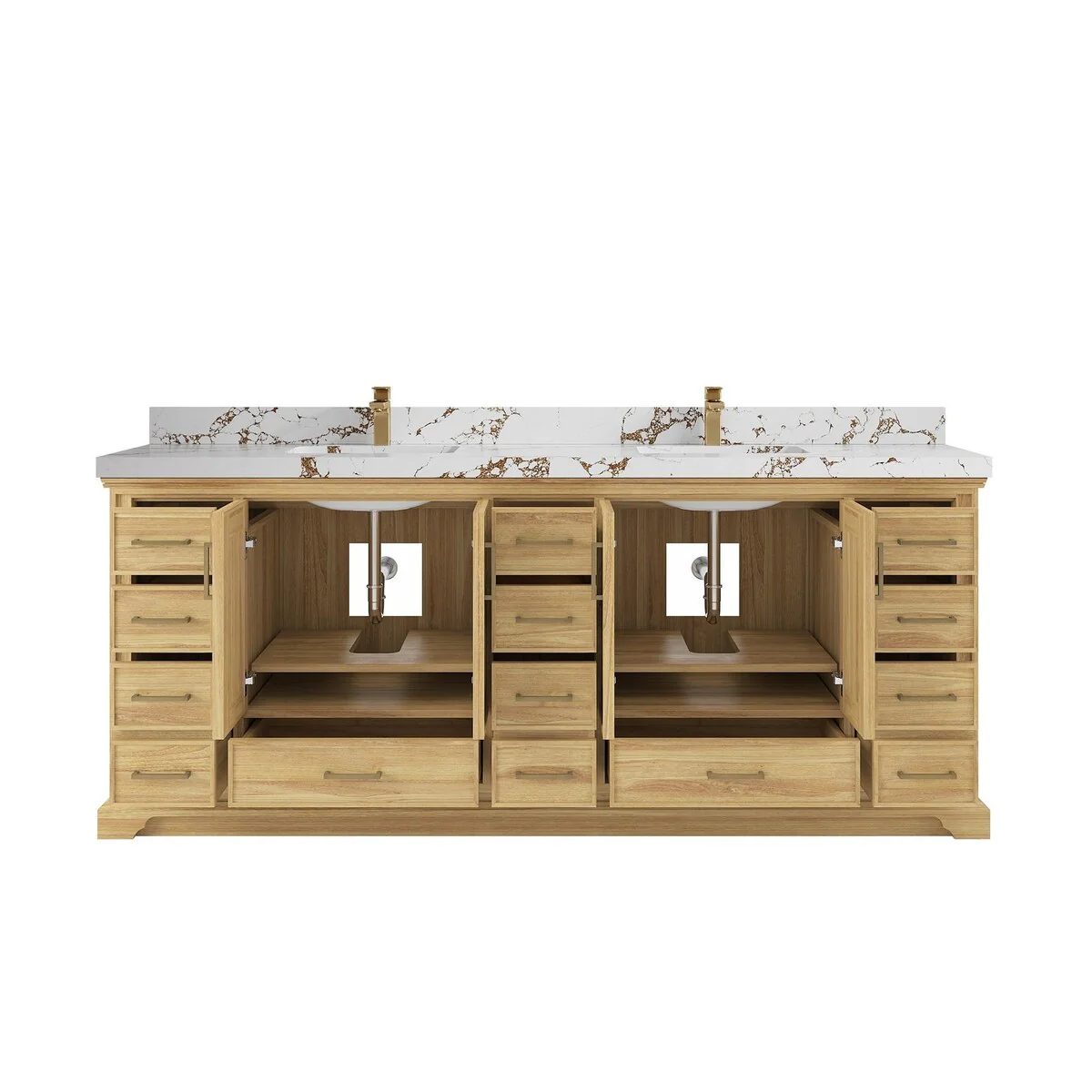 Willow Collections 84 in. W x 22 in. D Charlotte Teak Double Sink Bathroom Solid Teak Vanity with Countertop