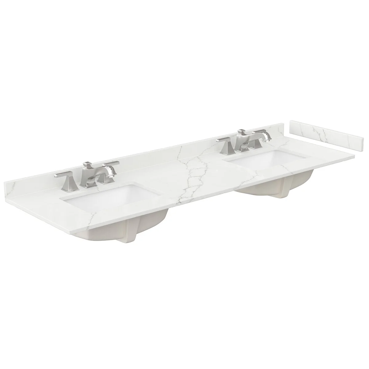 Beckett TK 72-inch Double Vanity, 3 Hole Quartz Top