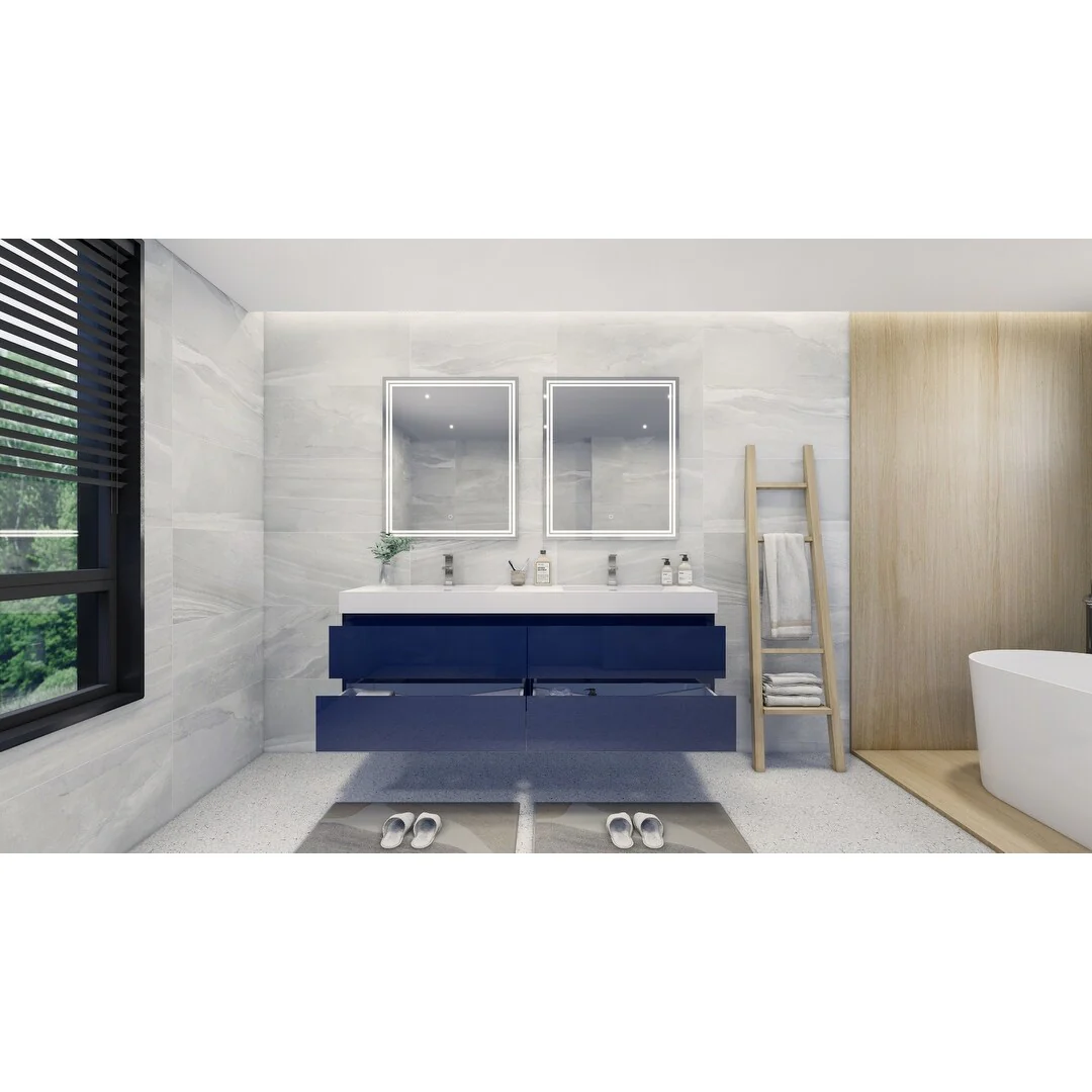 Baillie 72'' Wall-Mounted Vanity with Double Reinforced Acrylic Sink