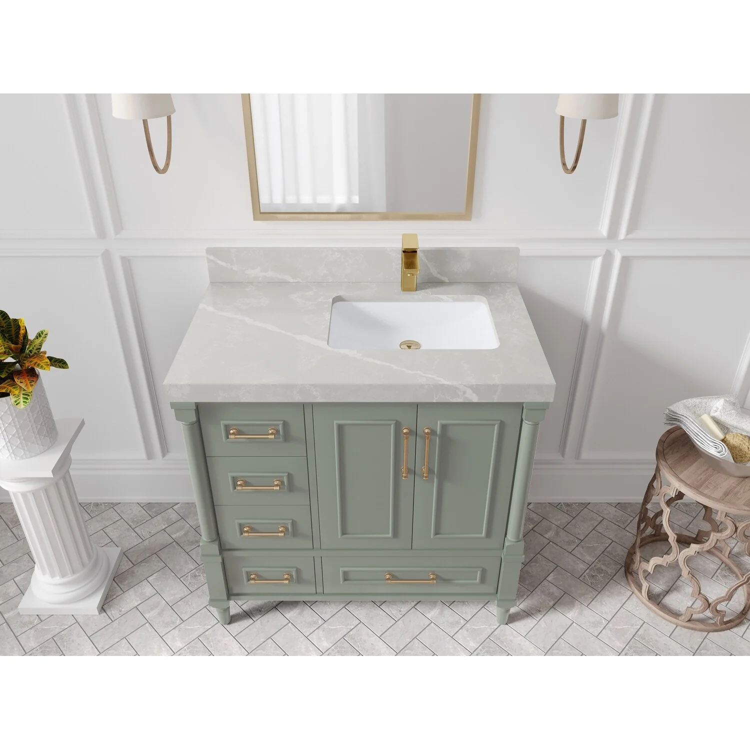 Willow Collections 36 in. W x 22 in. D Aberdeen Right Offset Sink Bathroom Vanity with Countertop