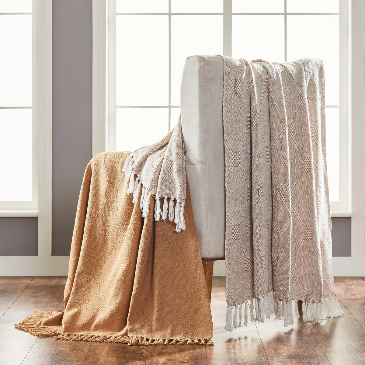 Modern Threads 2 Pack Chester 100-Percent Cotton Throw 50x60