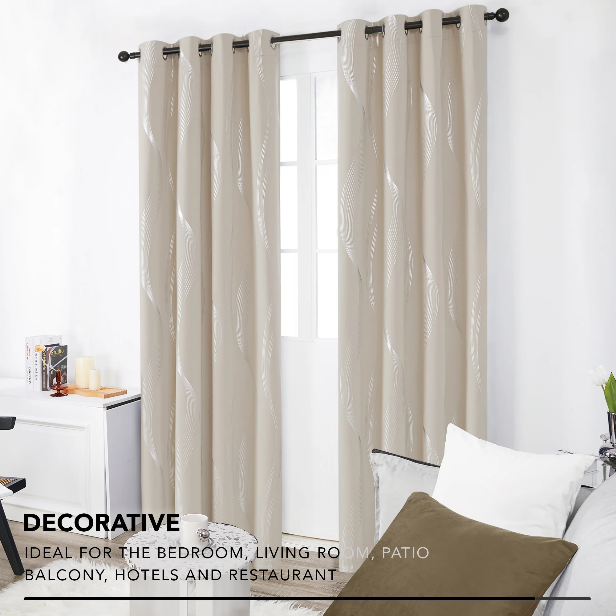 Deconovo Silver Wave 52 Width Curtain Panel Pair (2 Panel)