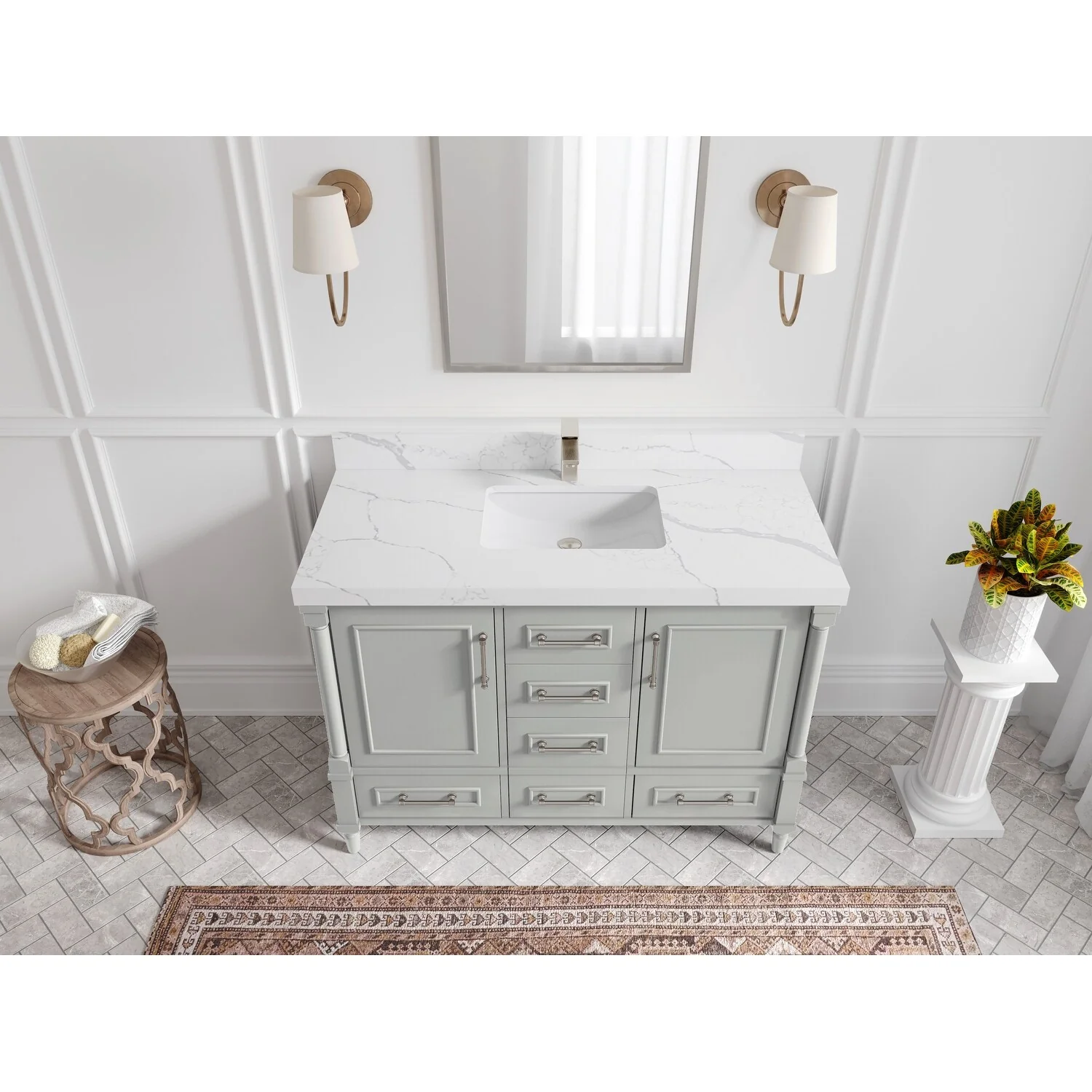 Willow Collections 48 in. W x 22 in. D Aberdeen Single Bowl Sink Bathroom Vanity with Countertop