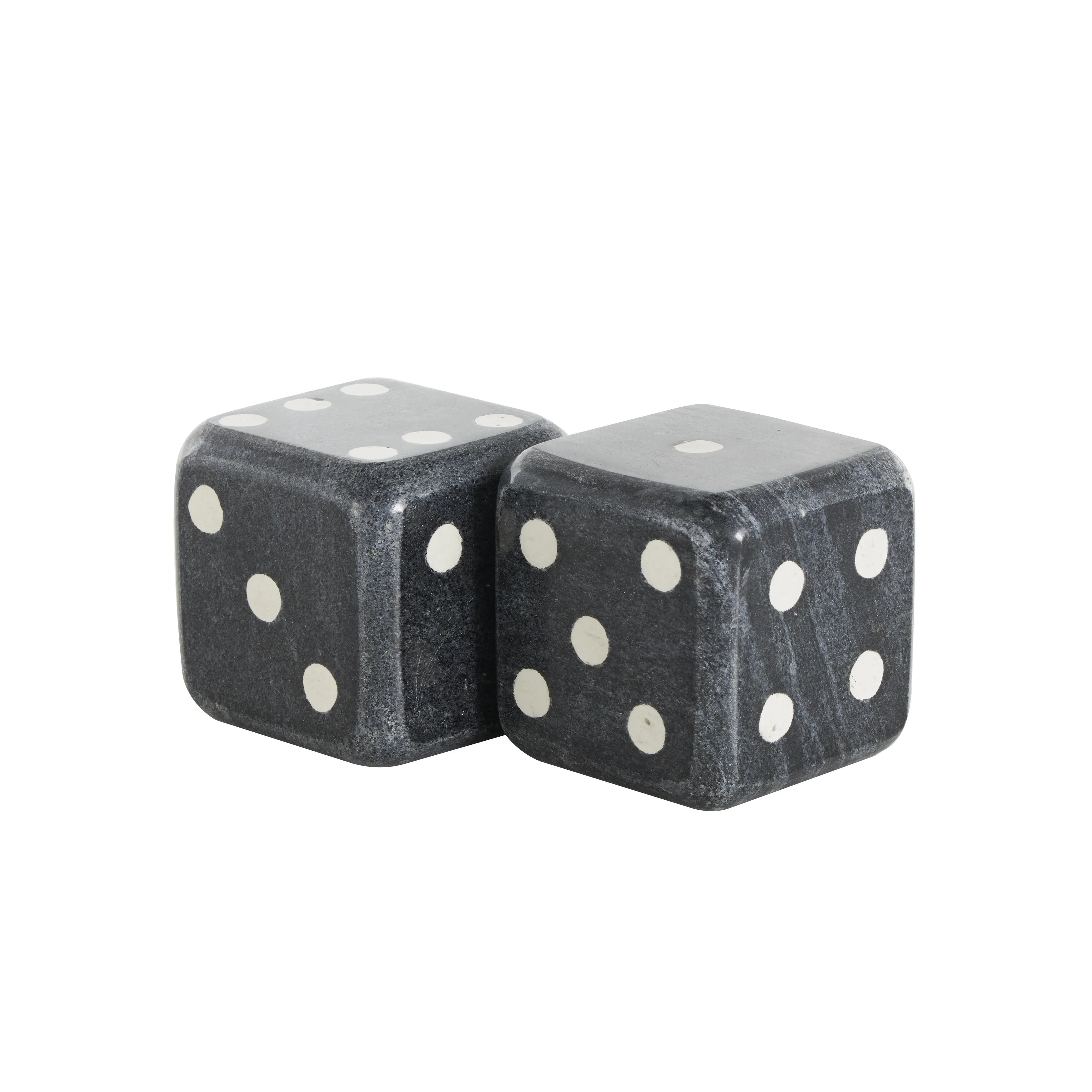 Marble Dice Decorative Bookends - Set of 2 Black, White or Green - Roche River Decor