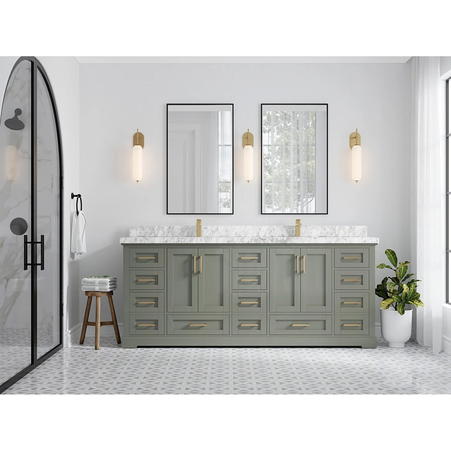 Willow Collection 84 in W x 22 in D x 36 in H Boston Double Bowl Sink Bathroom Vanity with Countertop