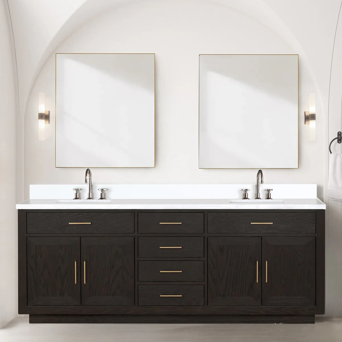 Abbey 60 in W x 22 in D Black Oak Double Bath Vanity and Cultured Marble Top