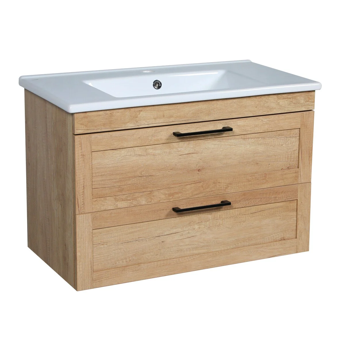 Modern Wall-Mounted Bathroom Vanity with Washbasin Palm Beach Teak Natural Non-Toxic MDF-26