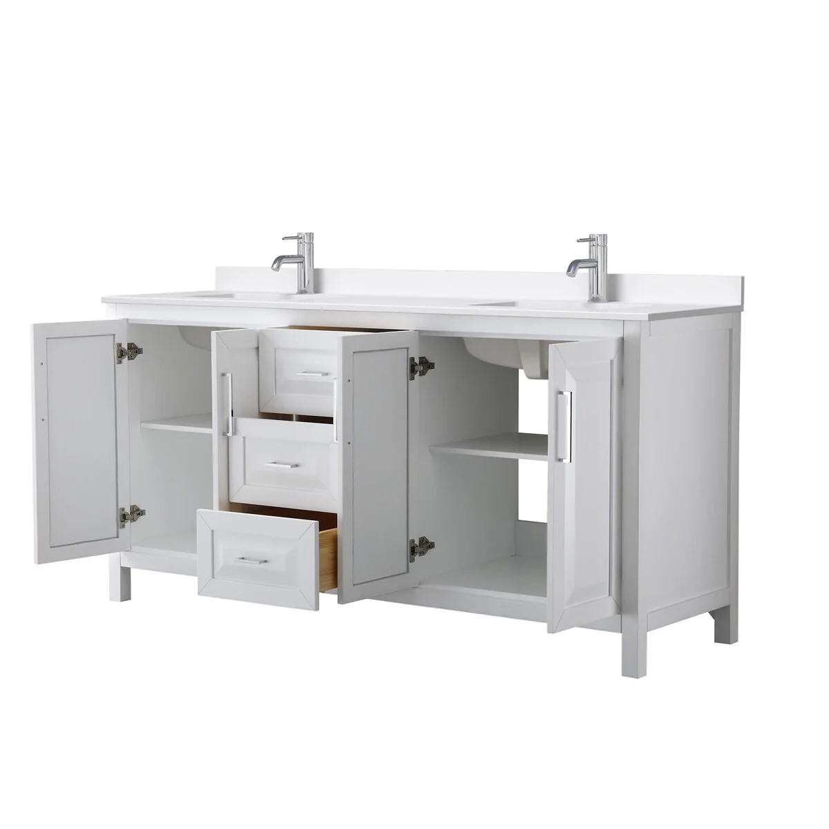 Daria 72-inch Double Vanity, Single Hole Quartz Top
