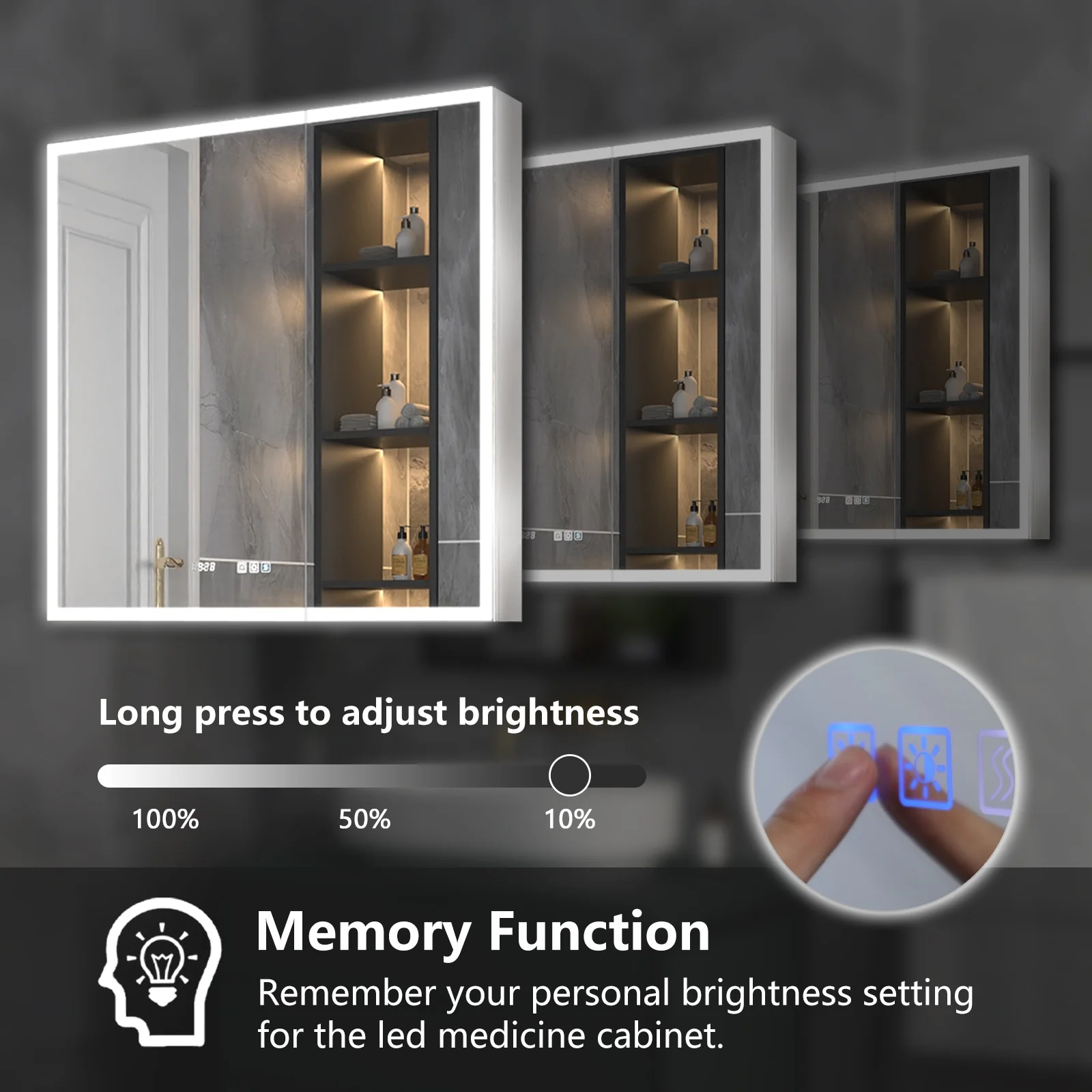 ExBrite Led Lighted Medicine Cabinet Recessed or Surface with Mirrors