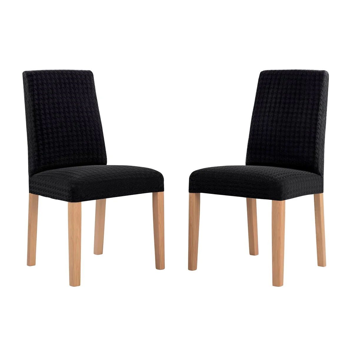No. 918 Sparta 2-pack Houndstooth Textured Stretch Fit Elastic Dining Chair Cover Pair - 28