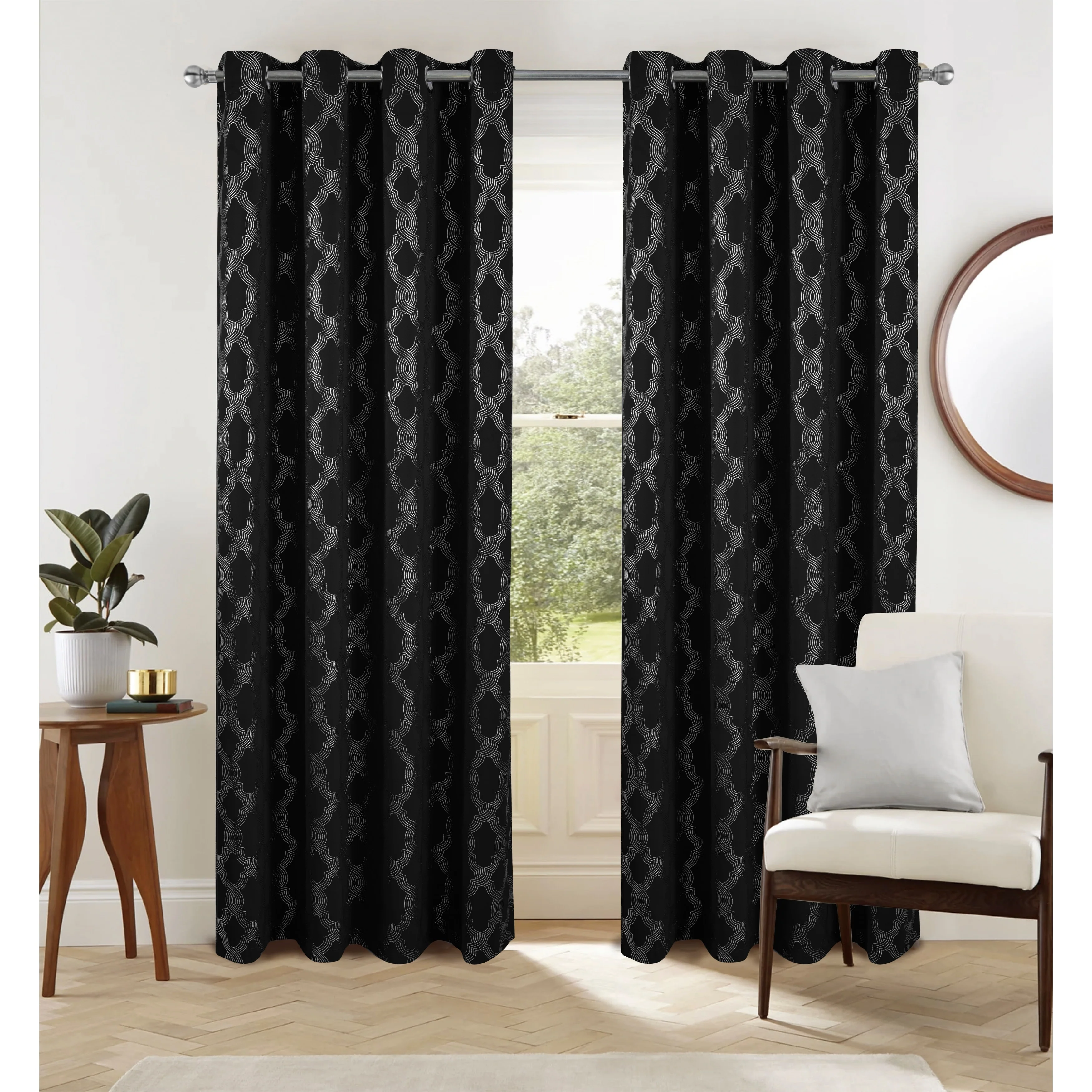 Jansen Geometric Blackout Window Curtain Panel 90 inches
