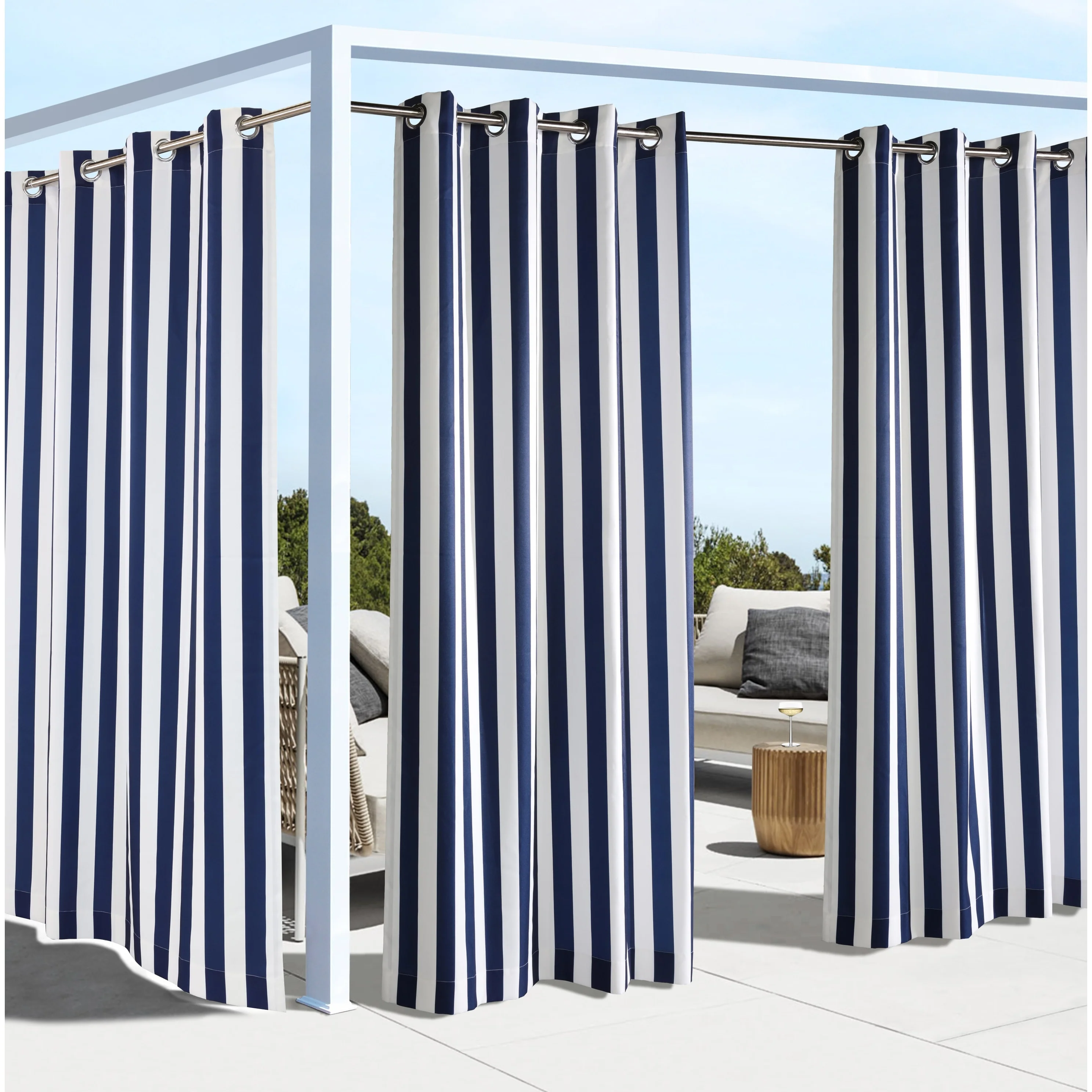 Coastal Stripe Indoor/Outdoor Curtain Panel by Outdoor Decor