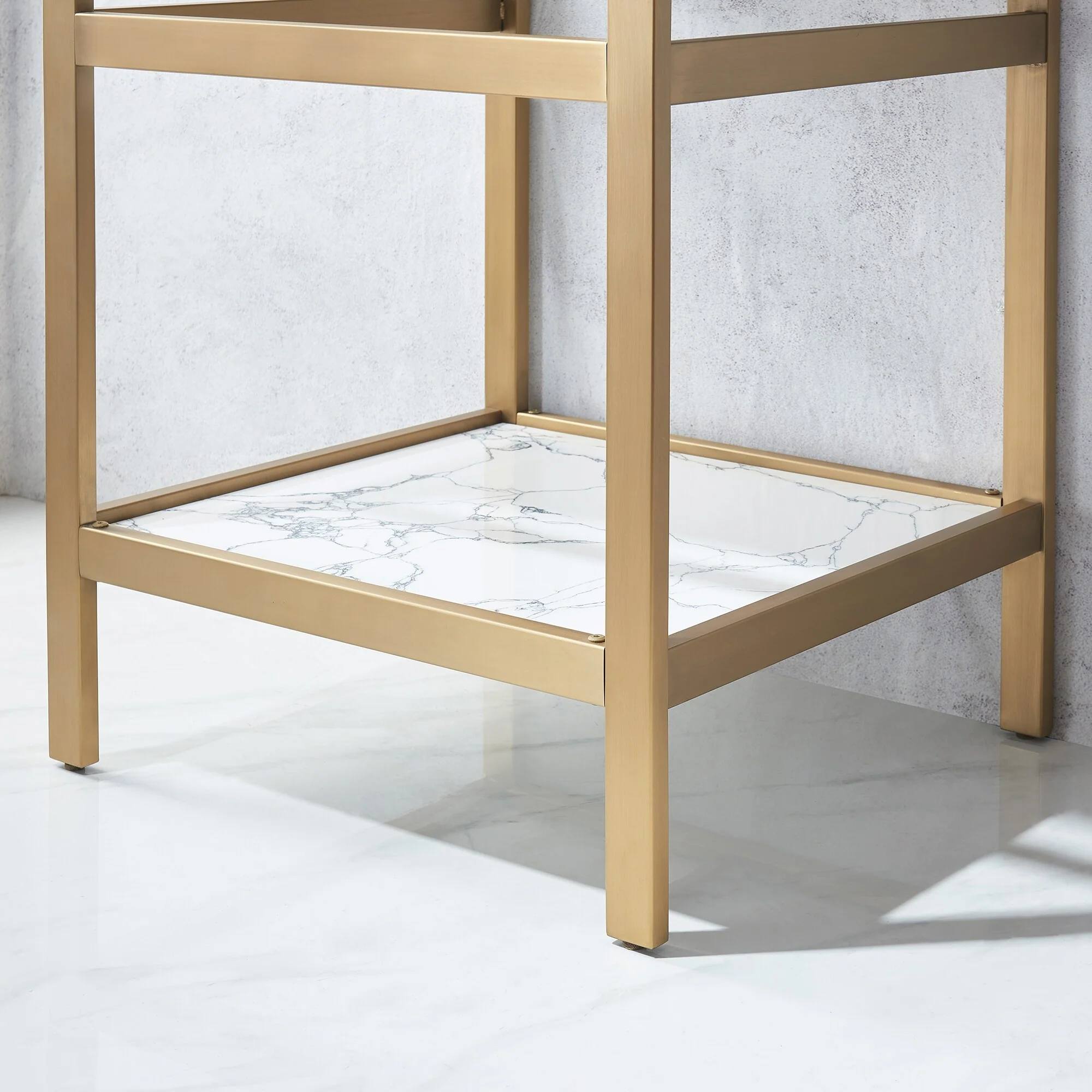 Ecija Bath Vanity, Metal Support with Composite Stone Top, no Mirror