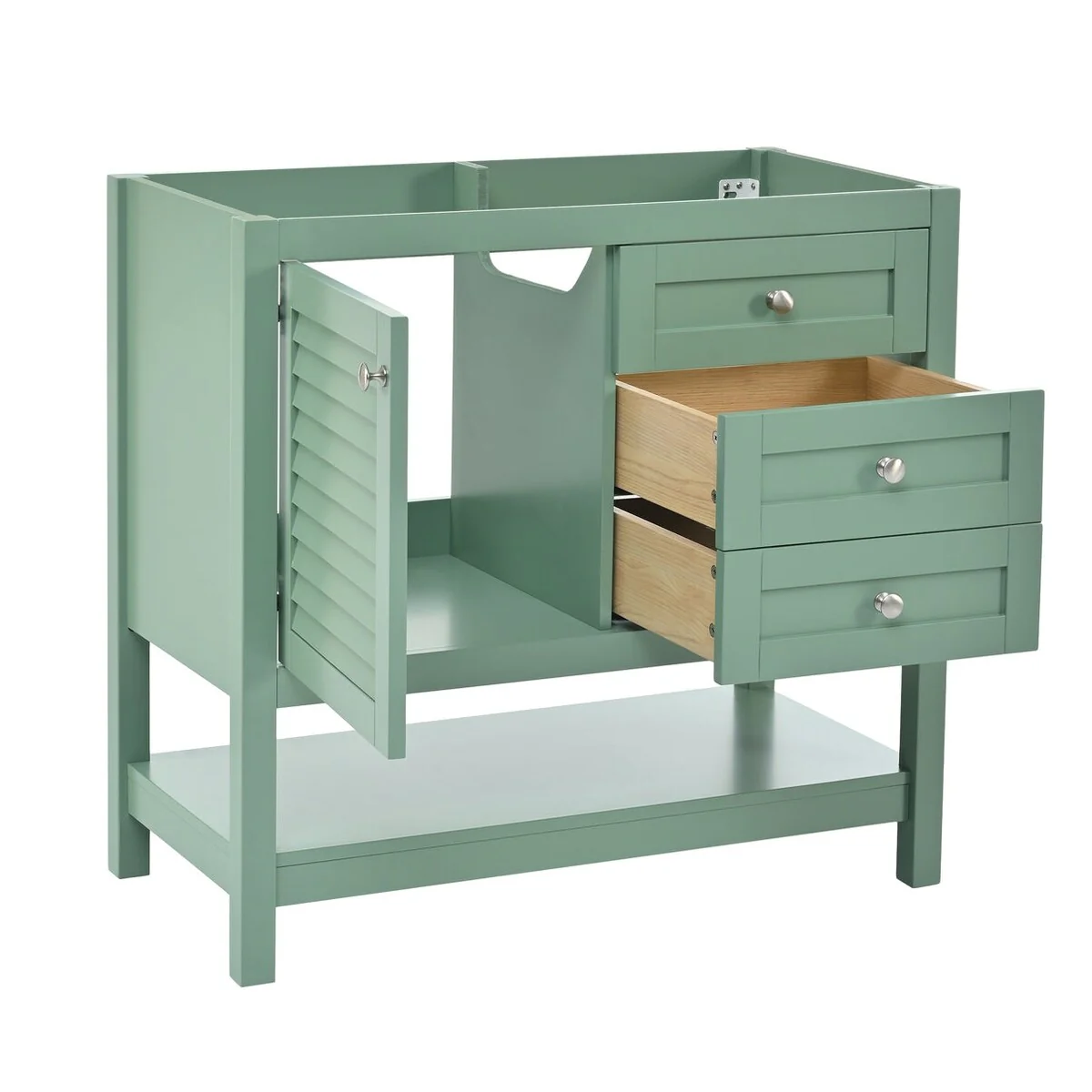 36 inch MDF Freestanding Bathroom Vanity in Green without Counter Top