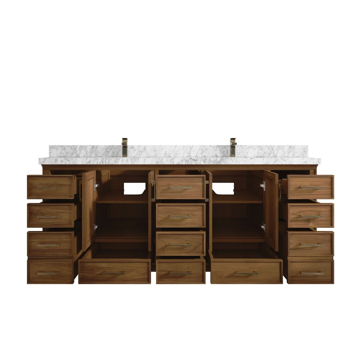 Willow Collections 84 in. W x 22 in. D Charlotte Teak Double Sink Bathroom Solid Teak Vanity with Countertop