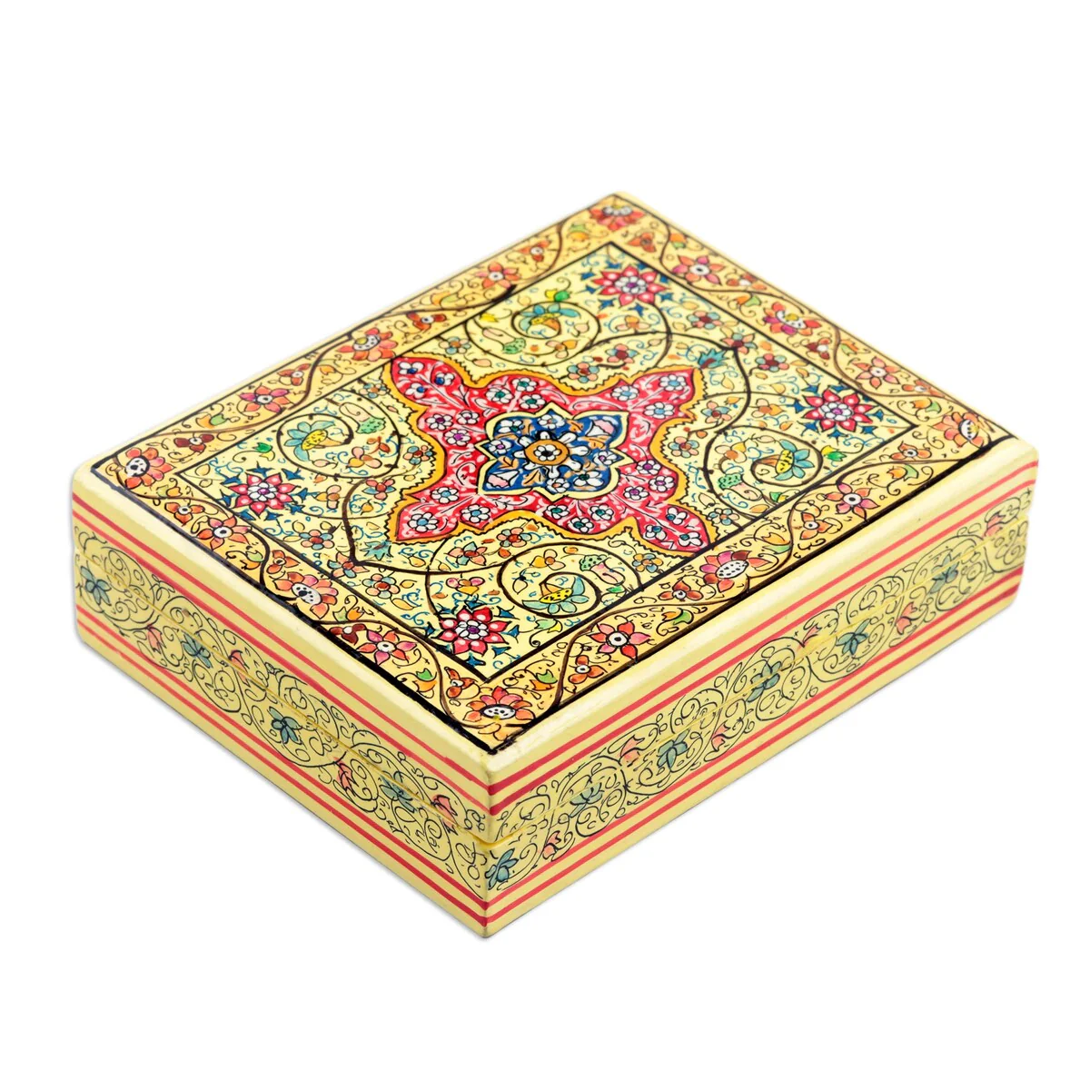 Novica Handmade Blooms In Persia Papier Mache Decorative Box