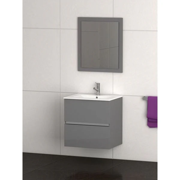 Eviva Ikaro? 24 Inch Grey Modern Bathroom Vanity Wall Mount with White Integrated Porcelain Sink