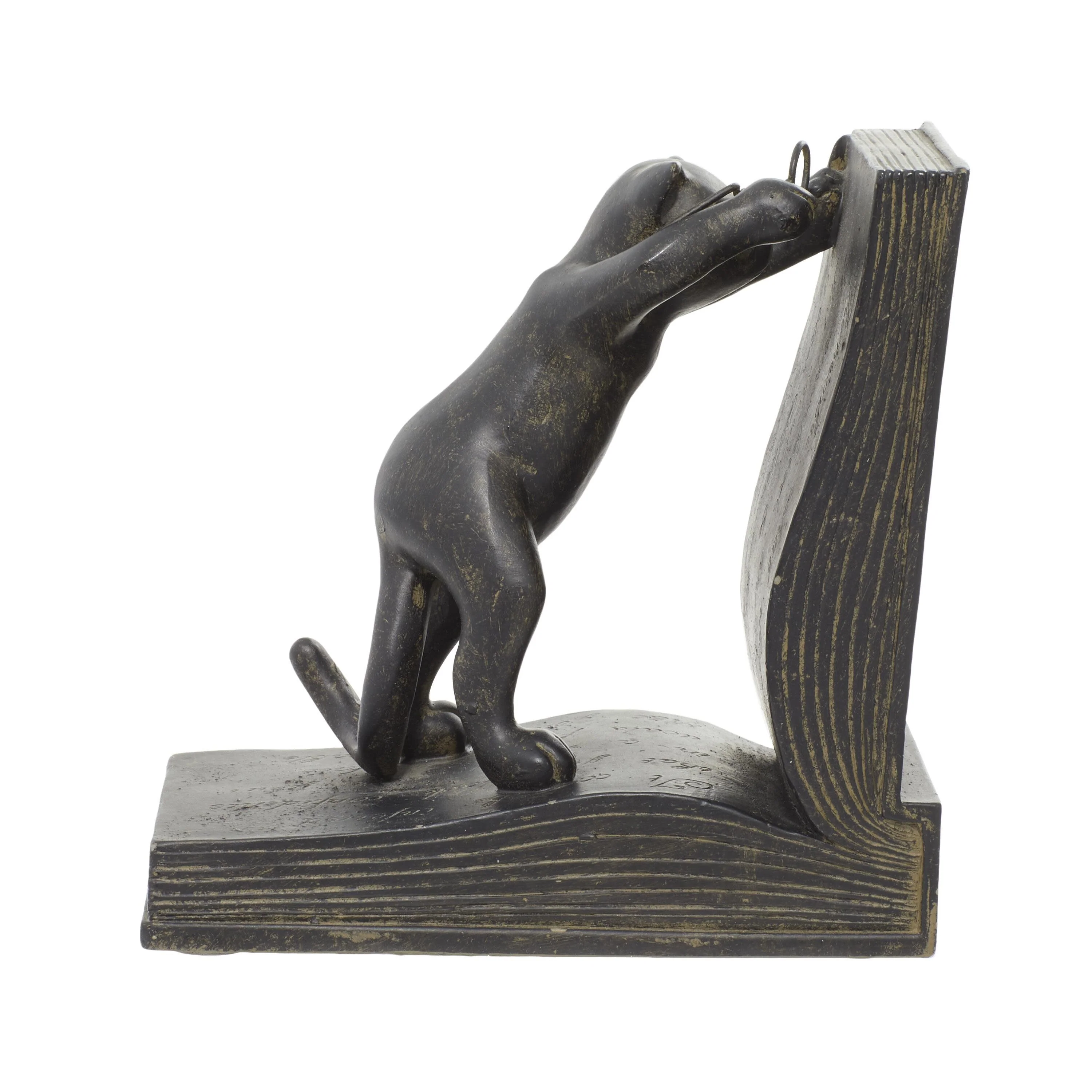 Black Polystone Eclectic Bookends Animals (Set of 2)