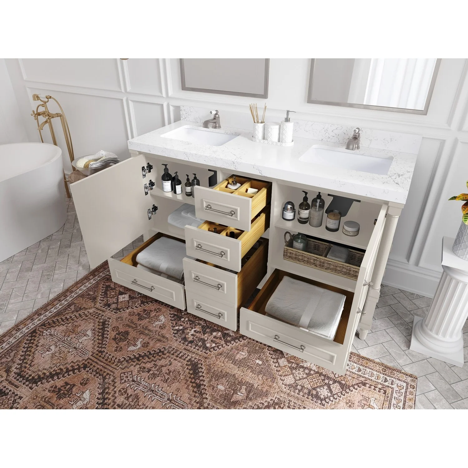 Willow Collections 60 in. W x 22 in. D Aberdeen Double Sink Bathroom Vanity with Countertop