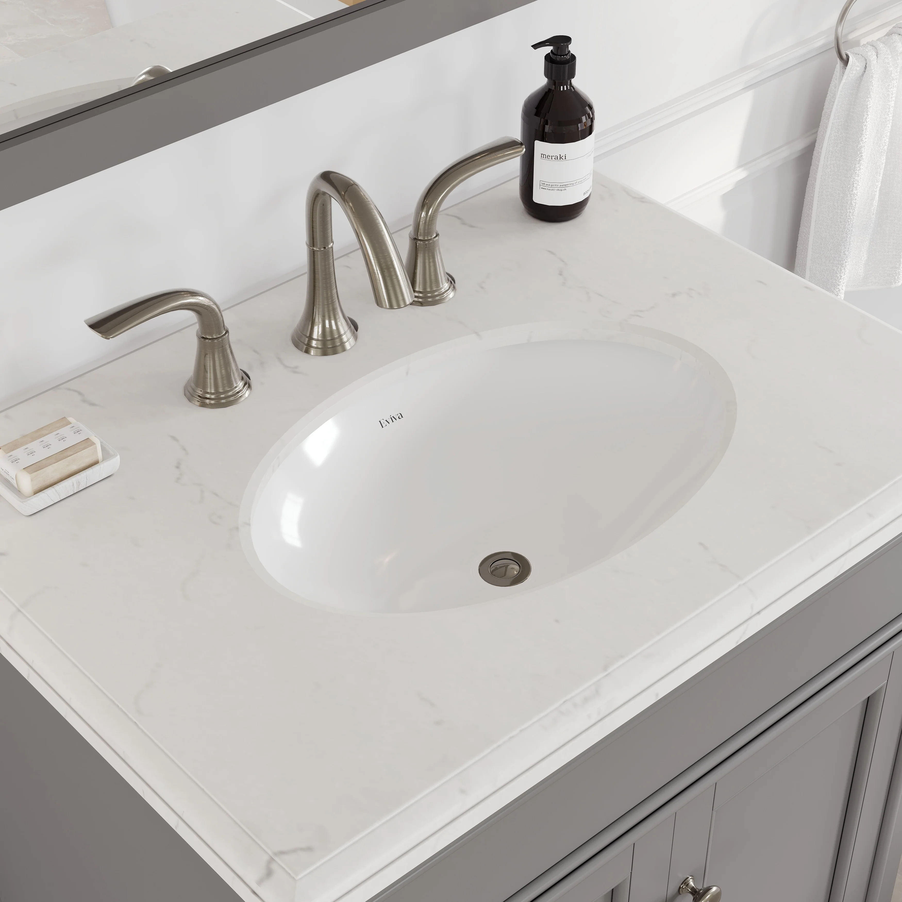 Elite Stamford Bath Vanity with Carrara Quartz Top and Undermount Porcelain Sink