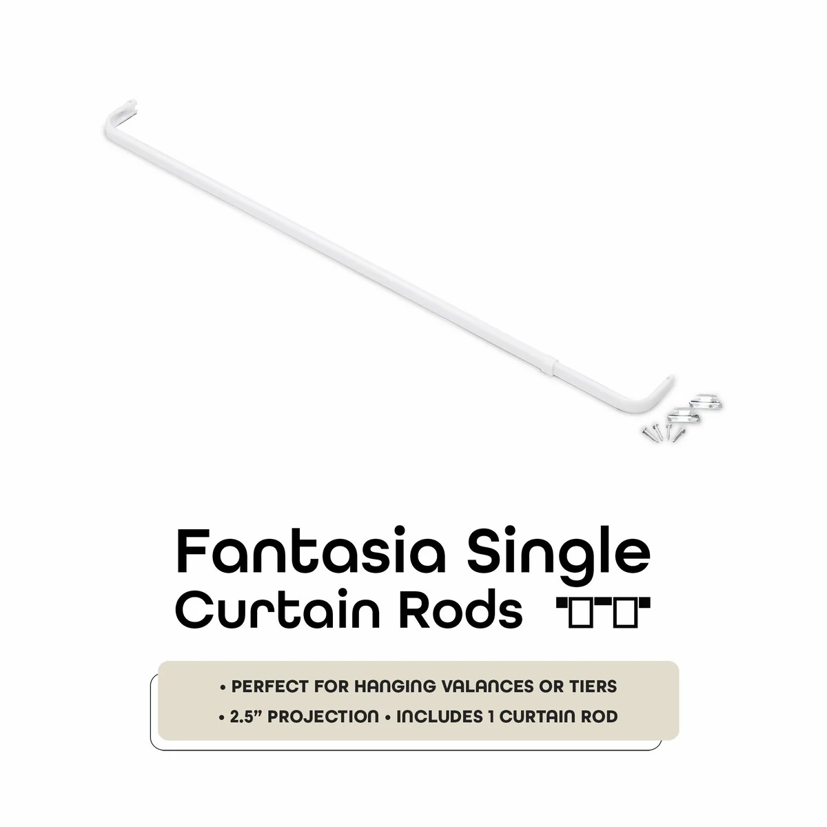 ACHIM Fantasia Single Curtain Rod 2.5