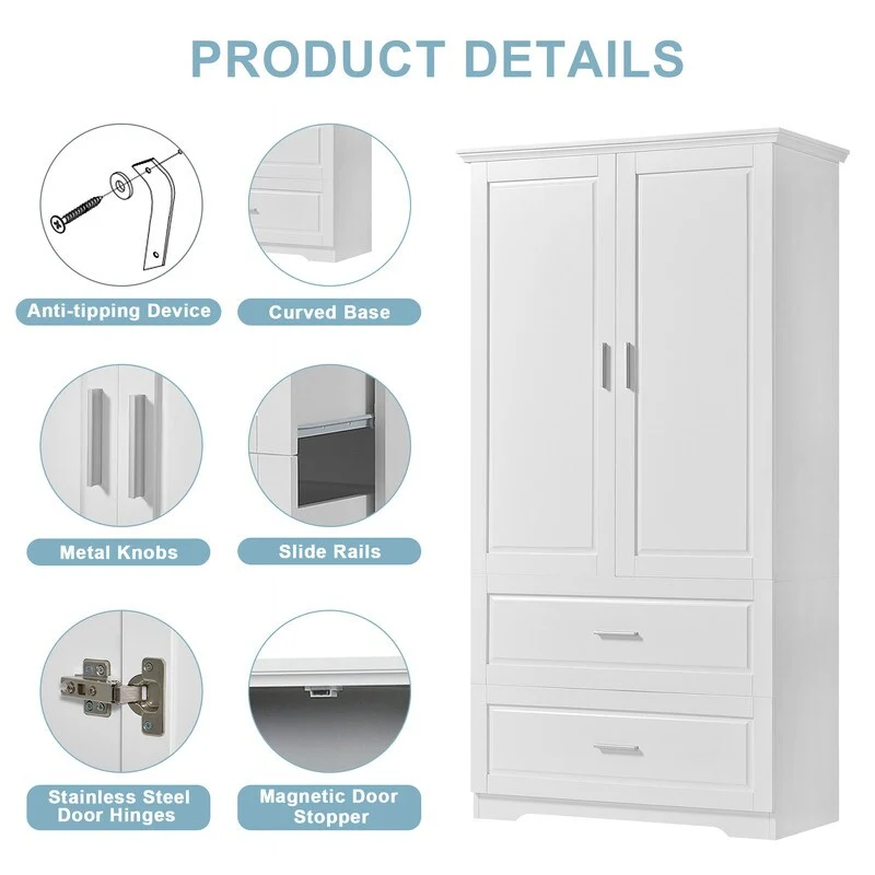 Wide Storage Cabinet with 2 Doors & 2 Drawers