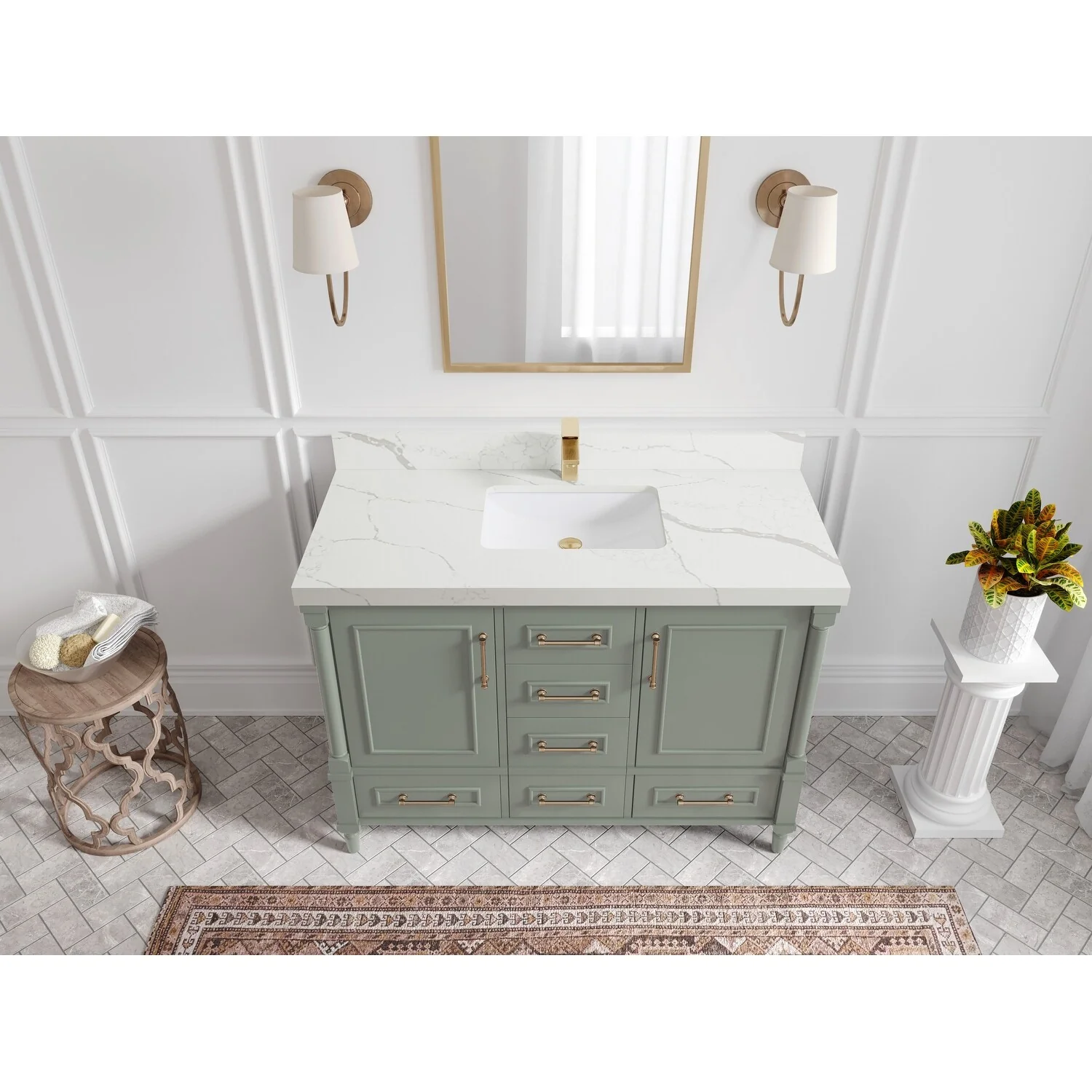Willow Collections 48 in. W x 22 in. D Aberdeen Single Bowl Sink Bathroom Vanity with Countertop