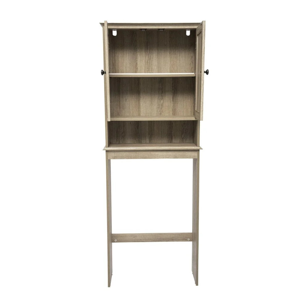 Brown Farmhouse Over the Toilet Cabinet Storage Organizer with 2 Shelves
