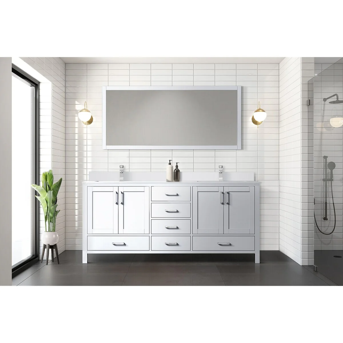 Jacques 72 in. W x 22 in. D White Bath Vanity and Cultured Marble Top