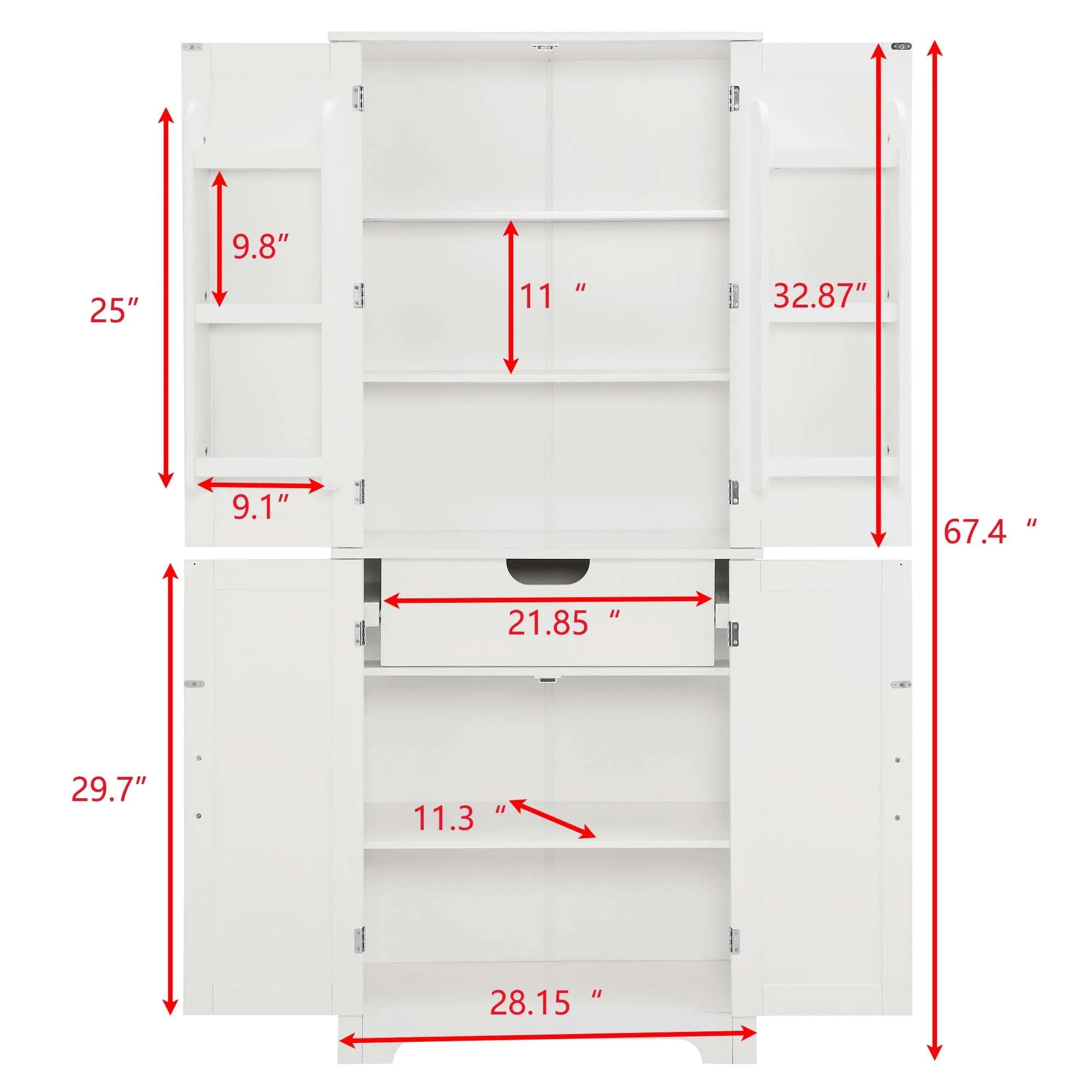 Bathroom storage cabinets with open shelves