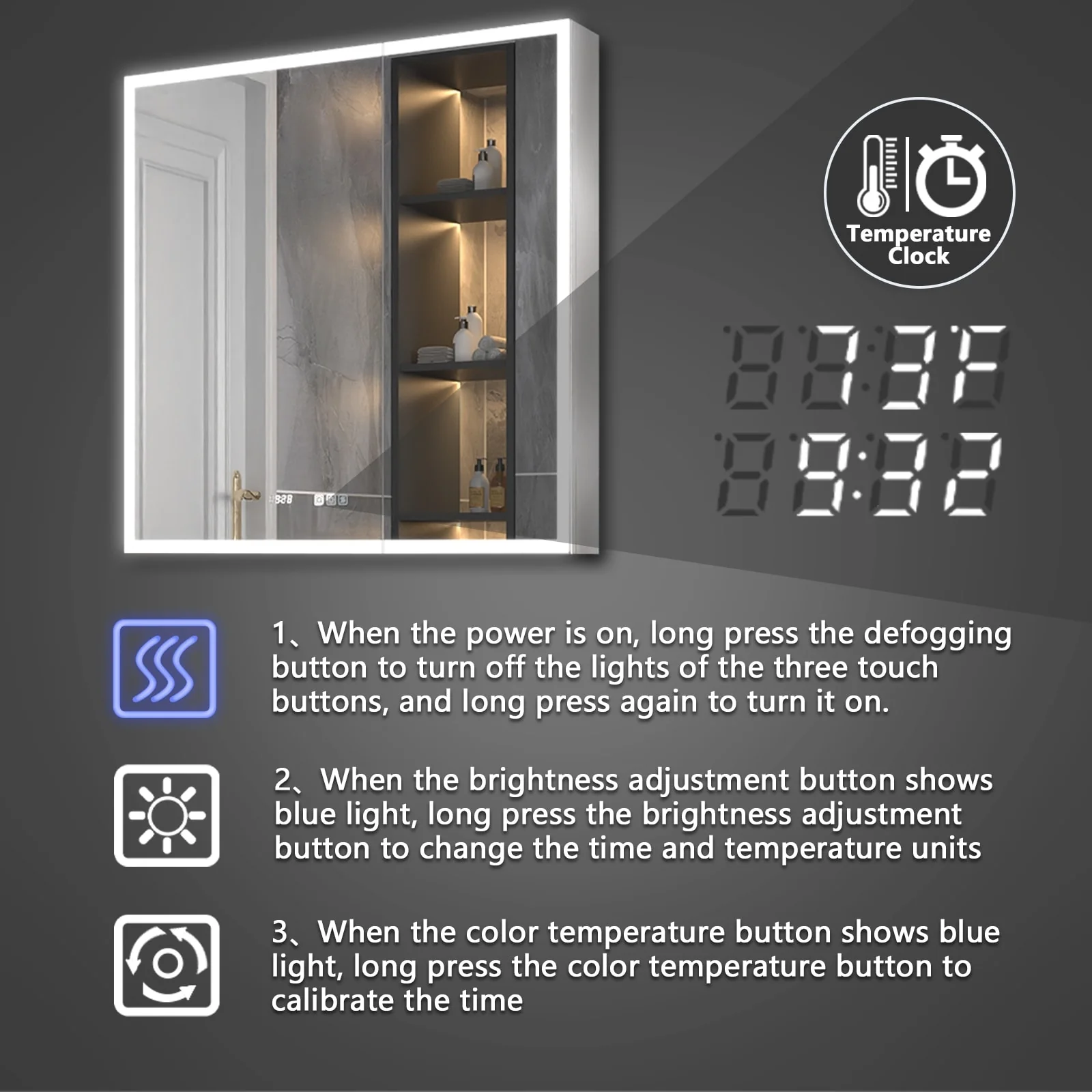 ExBrite Led Lighted Medicine Cabinet Recessed or Surface with Mirrors