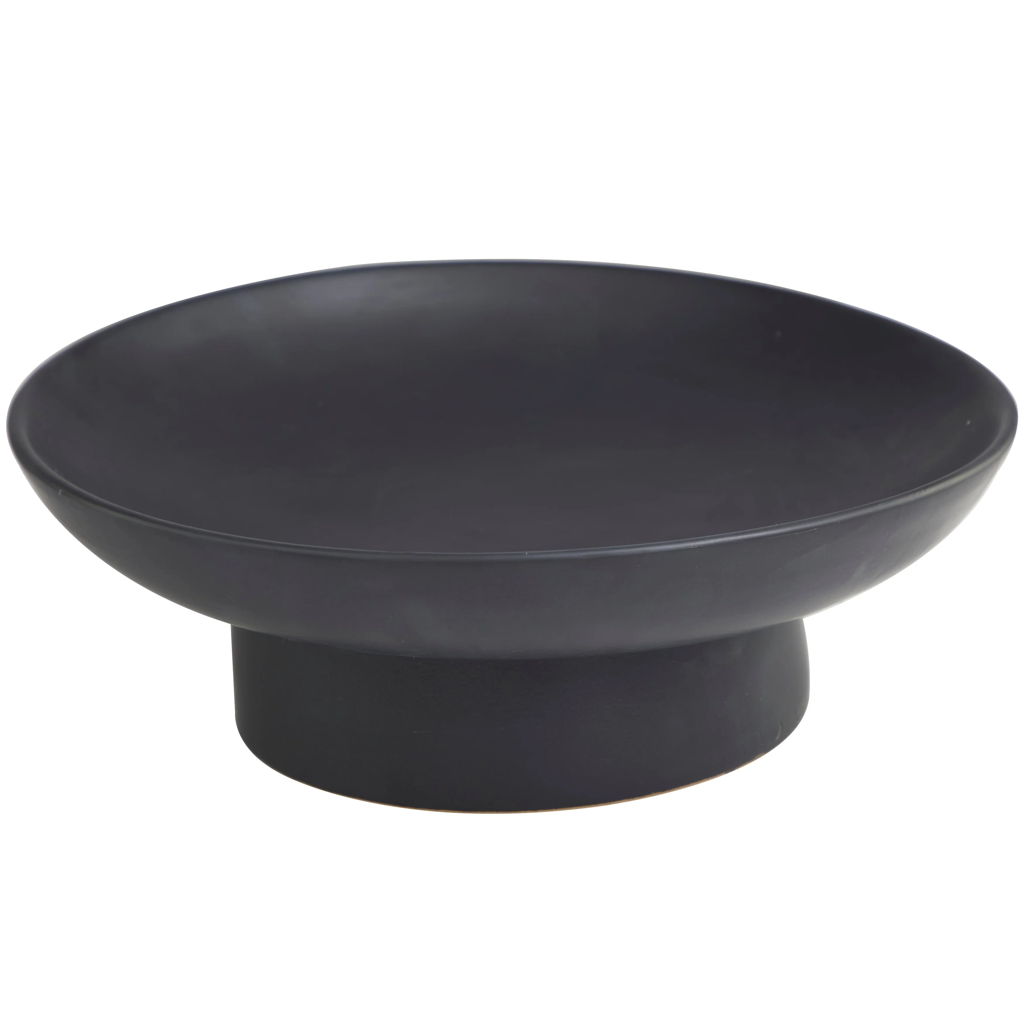 Black or White Ceramic Wide Decorative Bowl with Elevated Base