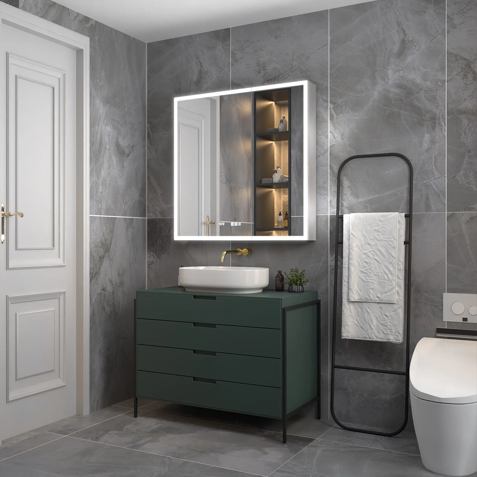 ExBrite Led Lighted Medicine Cabinet Recessed or Surface with Mirrors