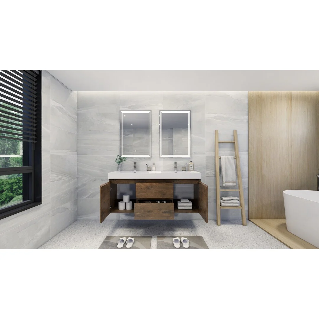 Baillie 60'' Wall-Mounted Vanity with Double Reinforced Acrylic Sink