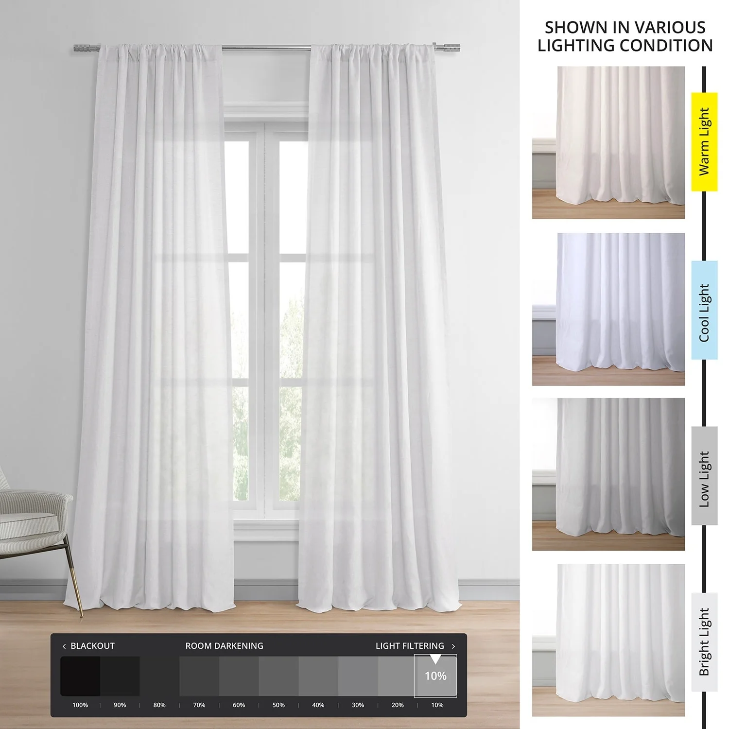 Exclusive Fabrics Signature French Linen Sheer Curtain (1 Panel)