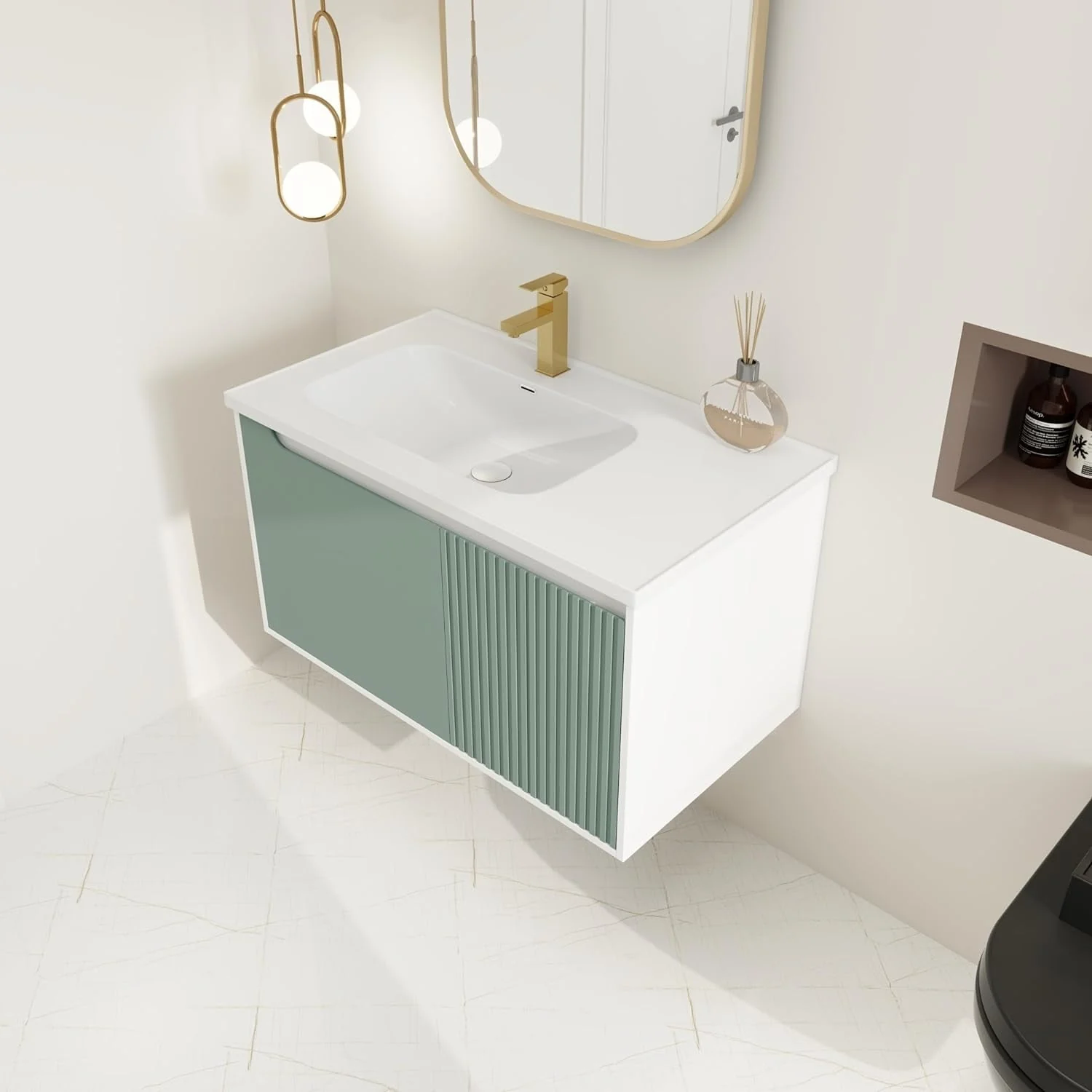 BNK 28/ 32/36/40 Inch Single Sink Bathroom Vanity with Soft Close Door, Modern Floating Vanity