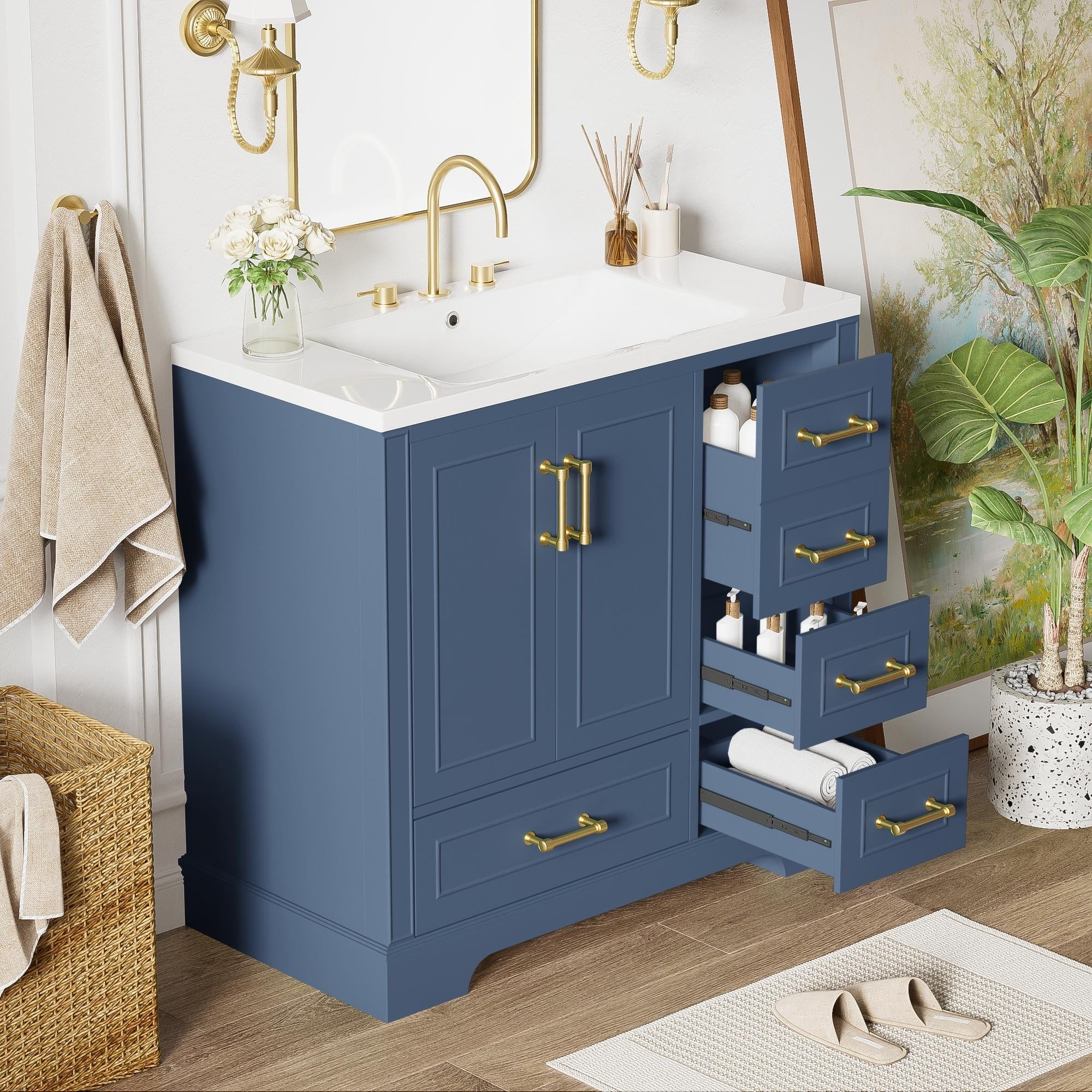 36-inch Traditional Bathroom Vanity with Four Drawers